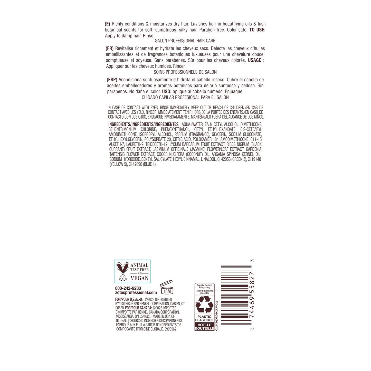 White Smoke Bain de Terre Jasmine Moisturizing Conditioner, Rich Hydration for Dry Hair, with Argan & Monoi Oils, Paraben-Free, Color-Safe, Vegan, 13.5 Fl Oz