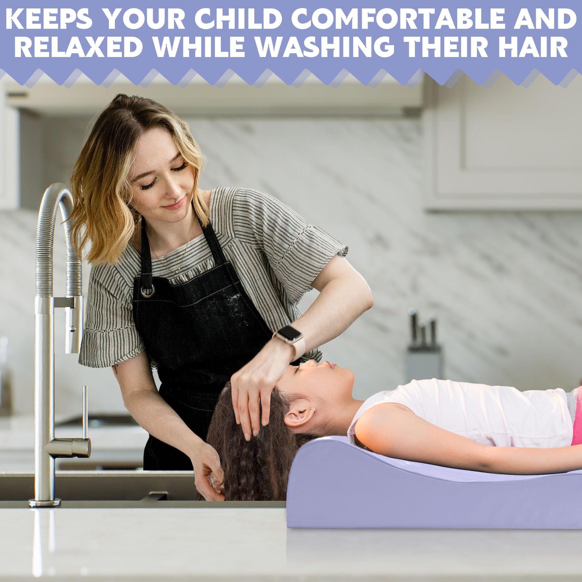 Gray BALAPET Hair Washing Station for Kids,Shampoo Foam Mat for Children Ergonomic Comfortable Support Hair Washing Mat on Sink Portable Foldable Shampoo Buddy Basin Essentials, Patent Pending (Purple)