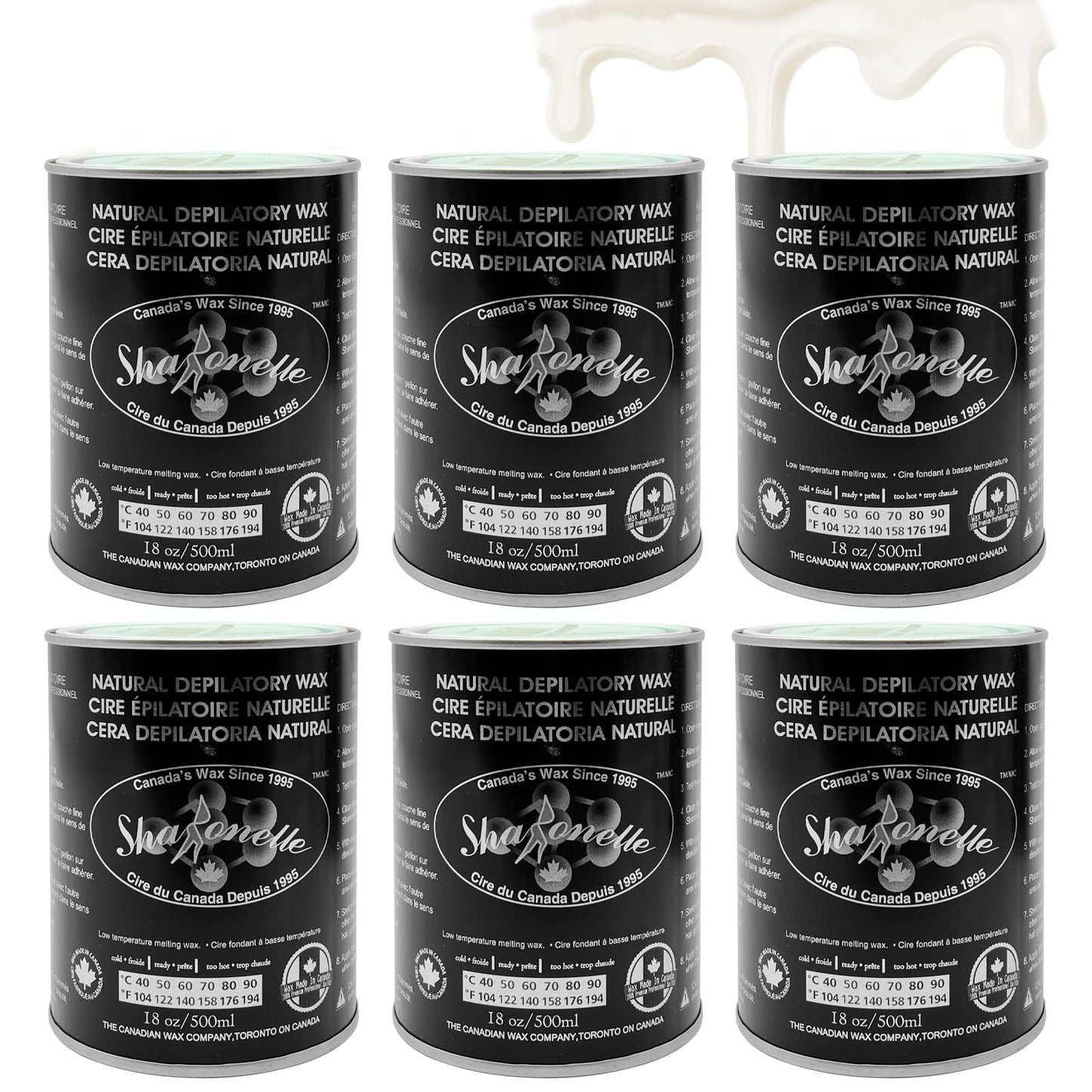 White Smoke 6PC Natural Soft Wax All Purpose Canned Wax for Sensitive Skin Canada-Made Melting Wax by Sharonelle
