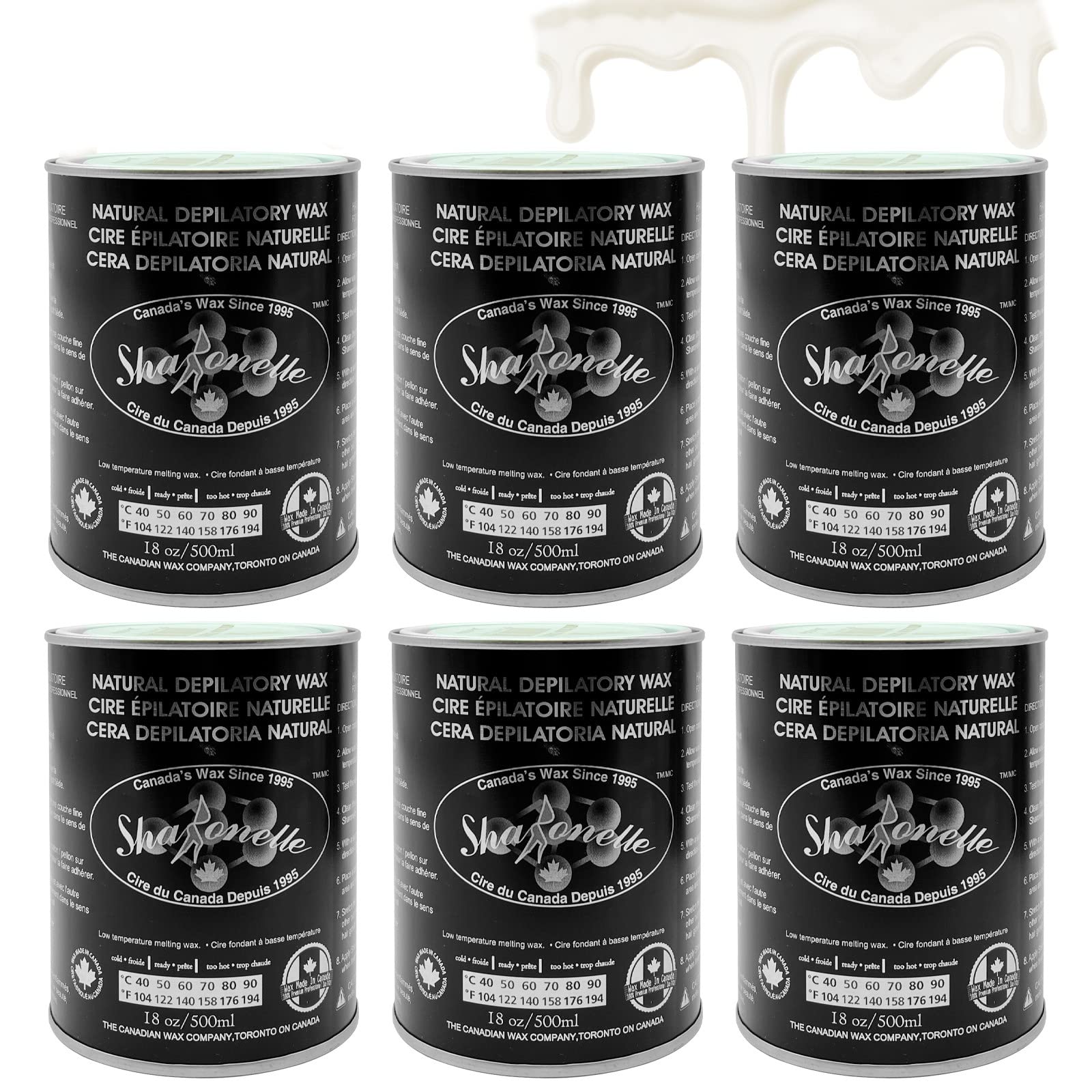 White Smoke 6PC Natural Soft Wax All Purpose Canned Wax for Sensitive Skin Canada-Made Melting Wax by Sharonelle