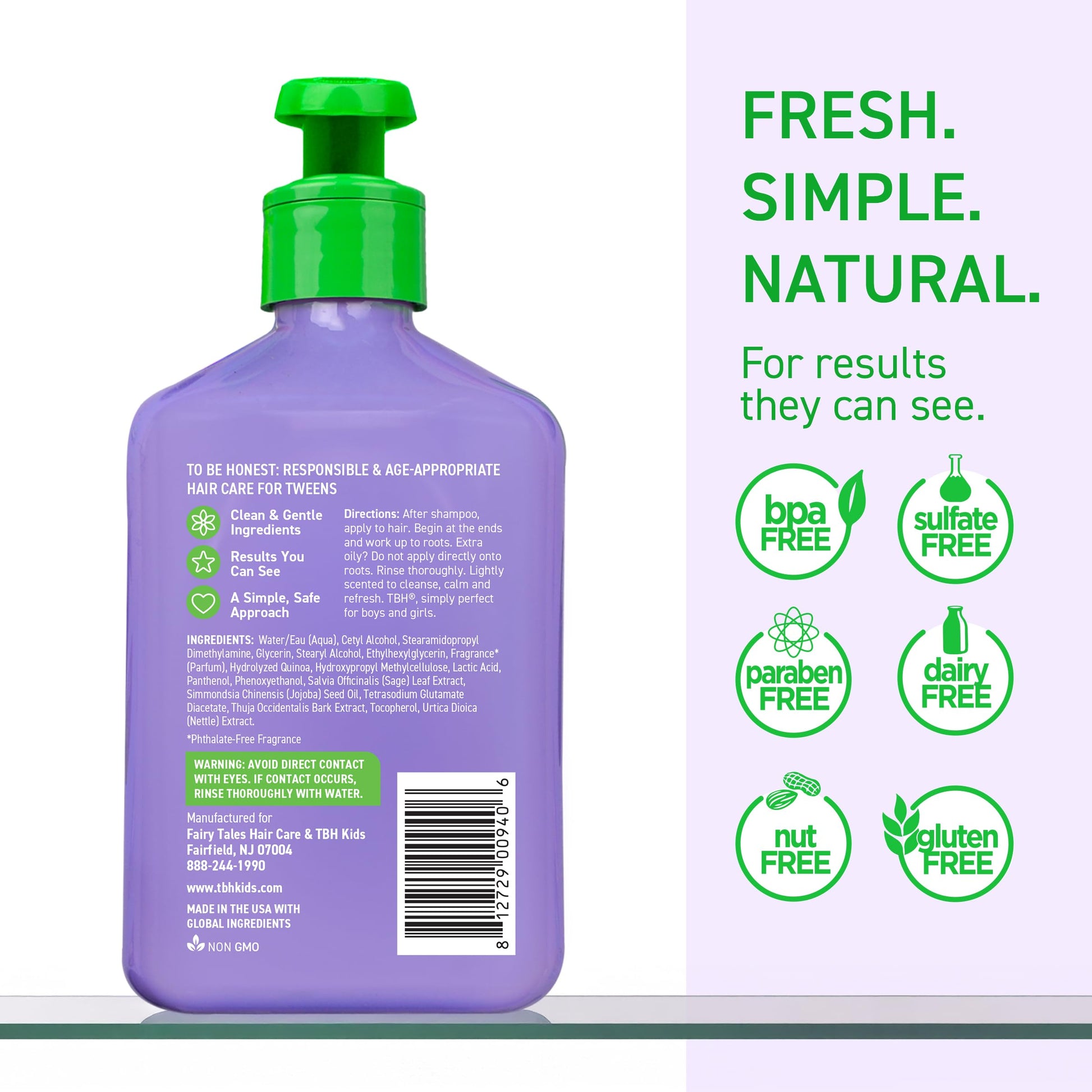 White Smoke TBH Teen & Kids Conditioner- Lightweight and Detangling Hydrating Hair Conditioner for Dry, Oily, Fine, Curly, and All Hair Types - Tween and Kids Hair Conditioner - Sulfate, Paraben Free - 12 oz