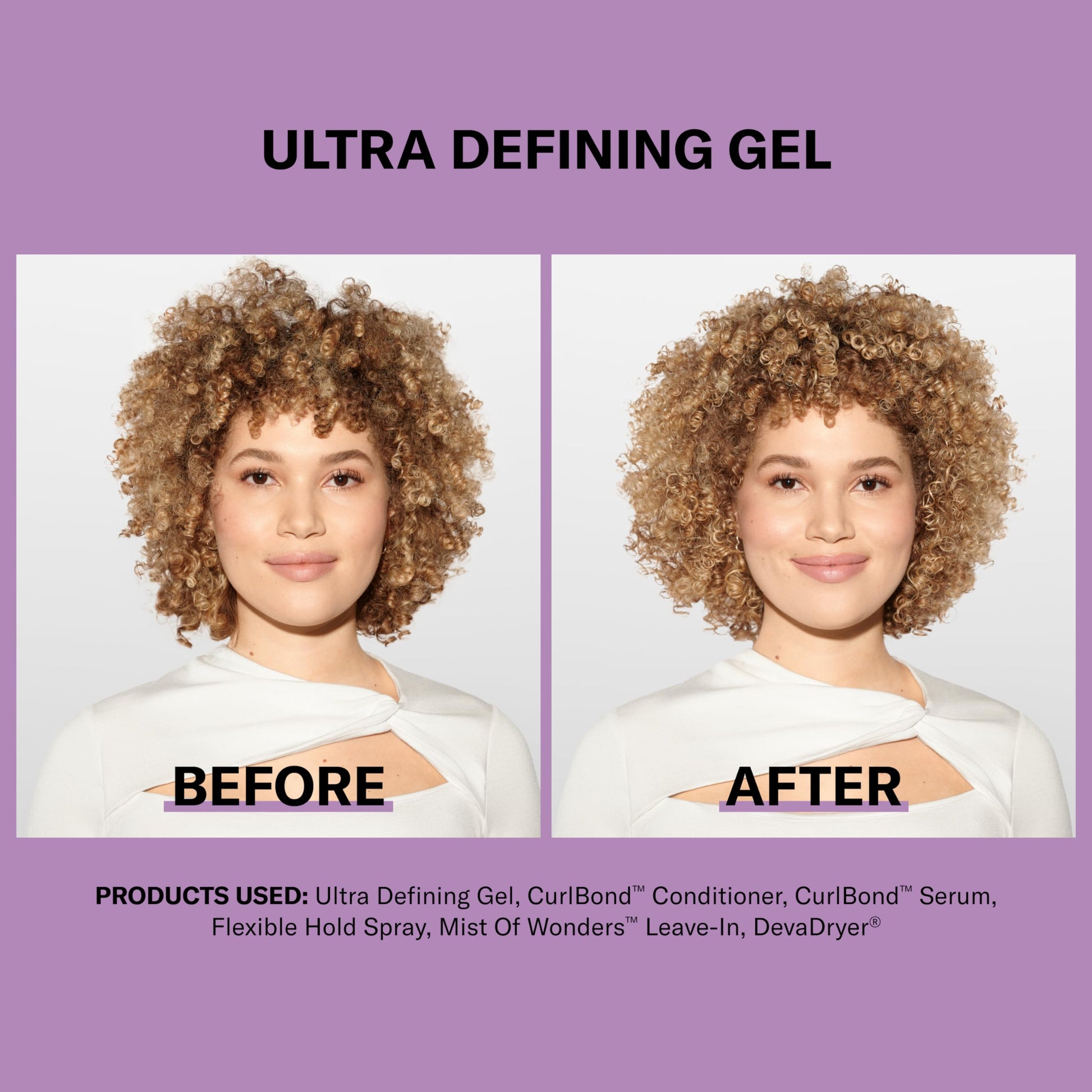 Lavender DevaCurl Ultra Defining Gel Strong Hold Non-Crunch Styler, Bright Breeze, 12 fl. oz