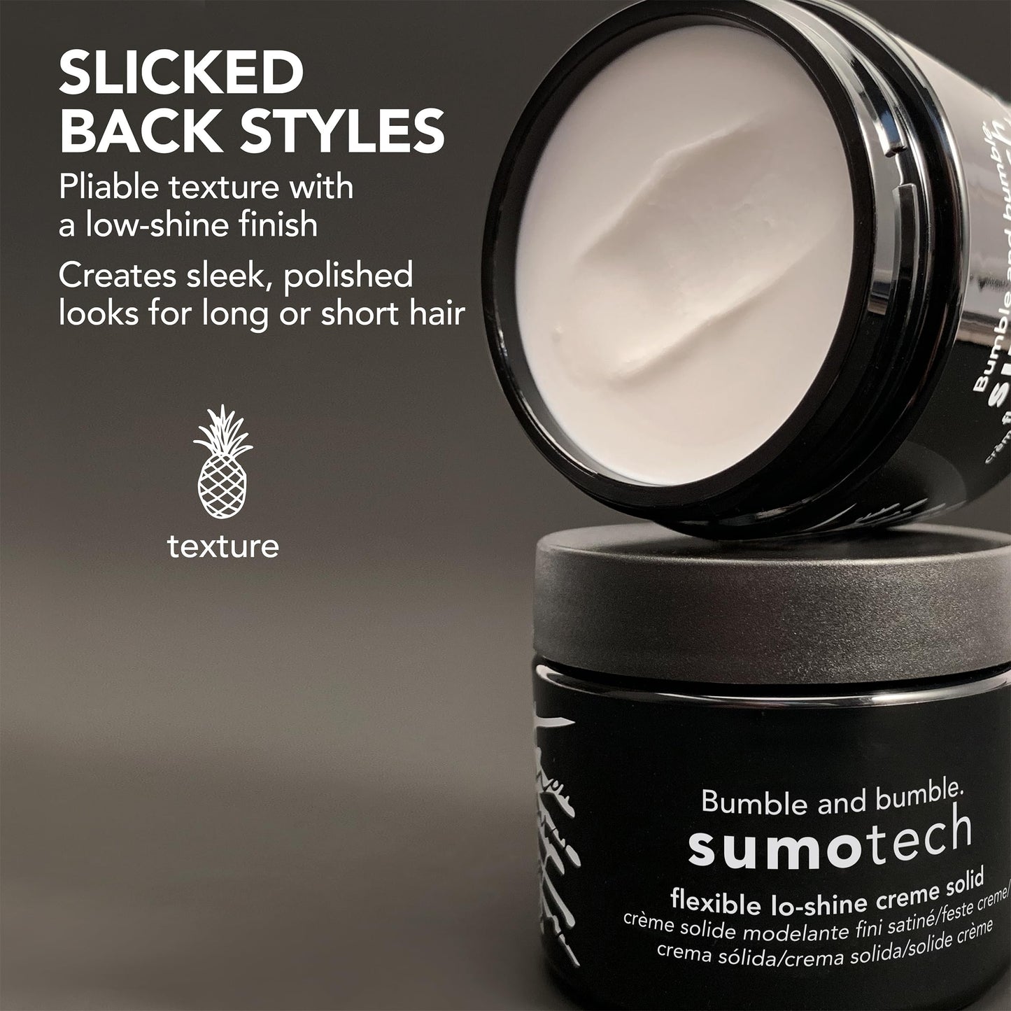 Black Bumble and bumble. Sumotech Flexible Hold Cream Solid | Pliable Texture, Flexible Hold + Lo-shine Finish | For Short to Medium Hair Styles | Fine to Medium Wavy, Straight Hair Types, 1.5 Ounce