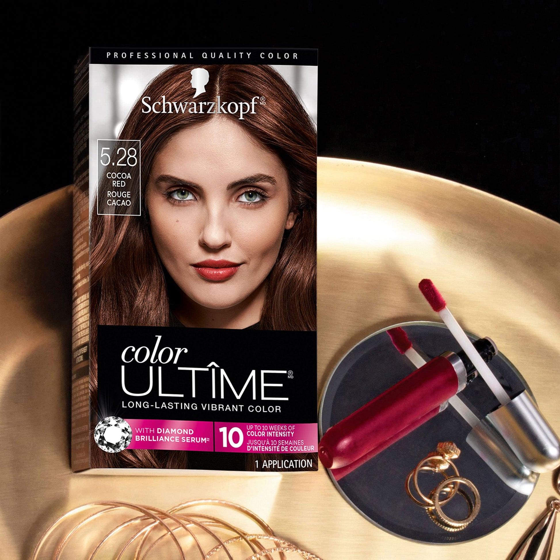 Black Schwarzkopf Color Ultime Hair Color Cream, 5.28 Cocoa Red (Packaging May Vary)