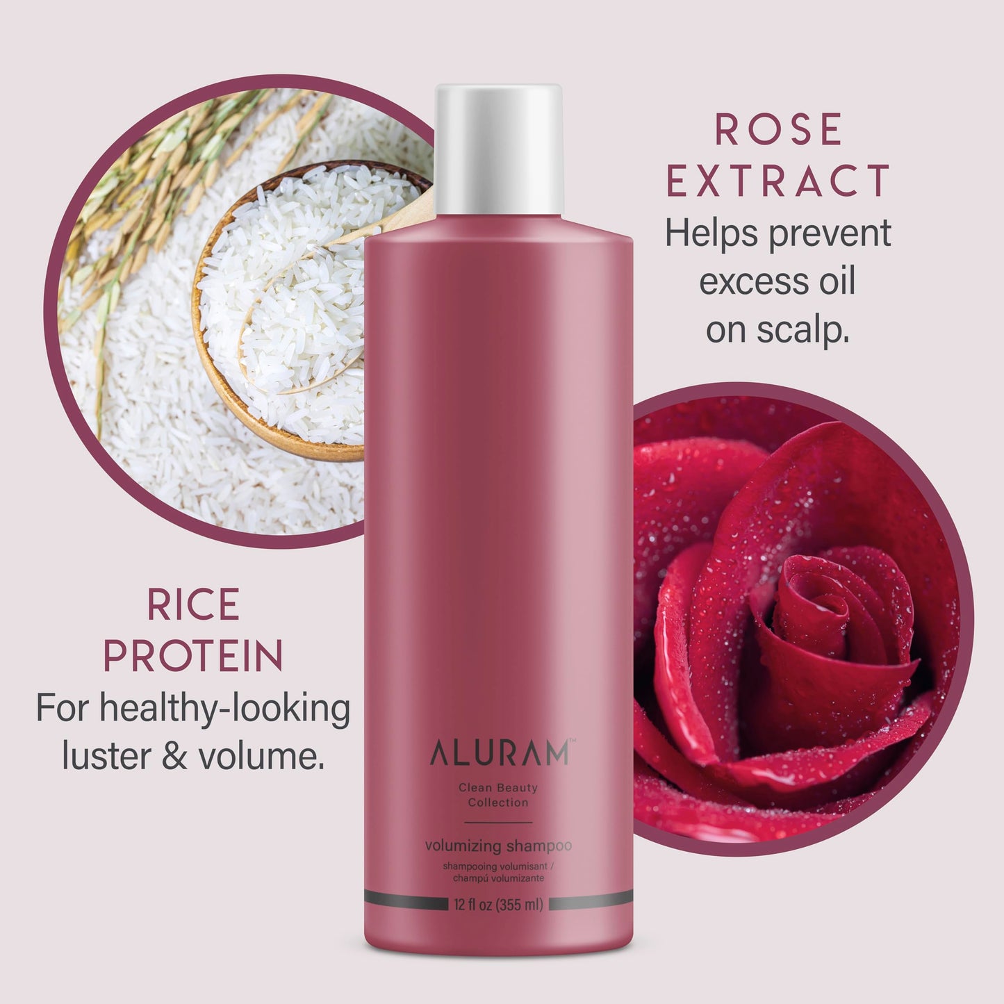Lavender ALURAM Volumizing Shampoo & Conditioner, Non-Drying Gentle Cleanser Adds Body & Fullness for All Hair Types, 12 Fl Oz