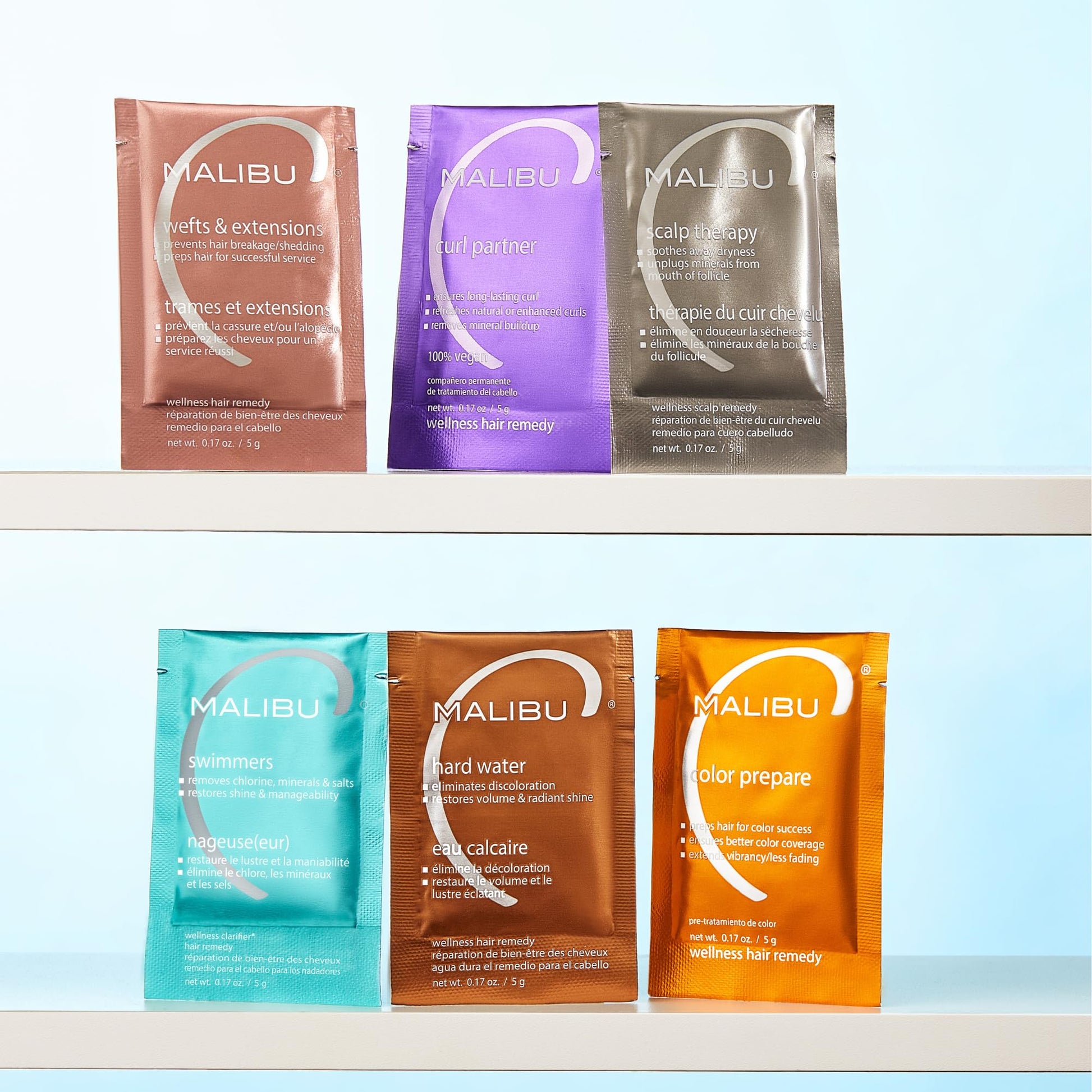 Alice Blue Malibu C Swimmers Wellness Remedy & After Pool Hair Care - Restoring & Hydrating Swim Treatment with Vitamin C Complex - Protects Against Discoloration from Chlorine, Salt Water & Build Up (3 Packets)