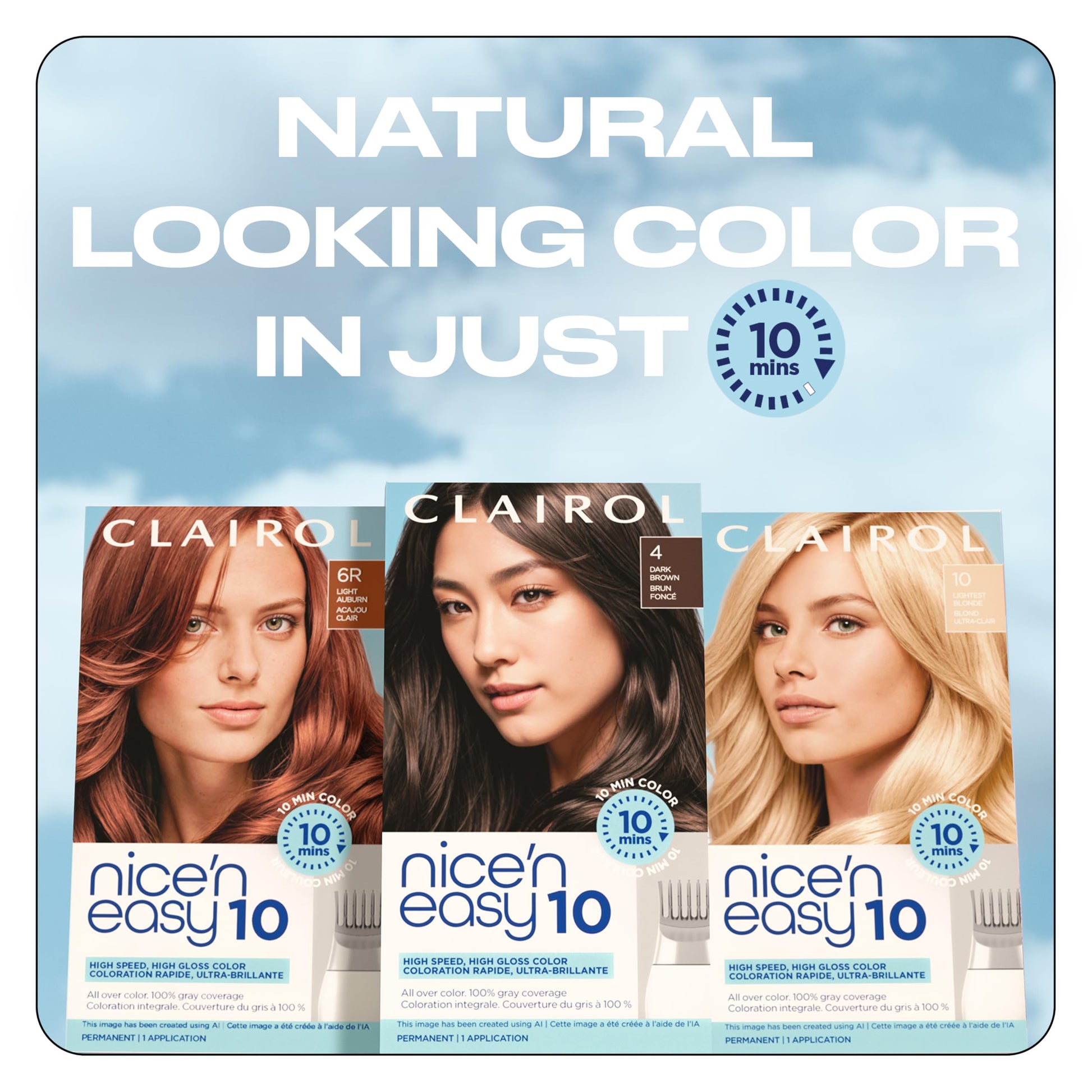 Lavender Clairol Nice'N Easy 10 Permanent Hair Dye, 4 Dark Brown Hair Color, Pack of 1