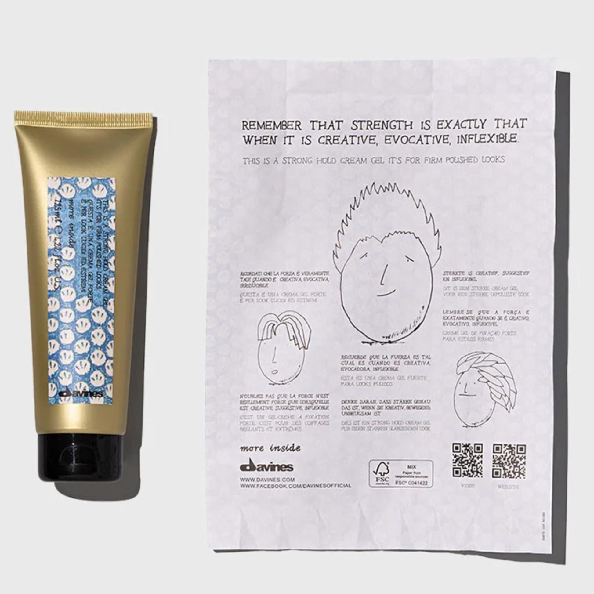 Light Gray Davines This is a Strong Hold Cream Gel, Create Structure And Definition, For Quick-Drying And Residue-Free Workable Styling, 4.22 Fl. Oz.