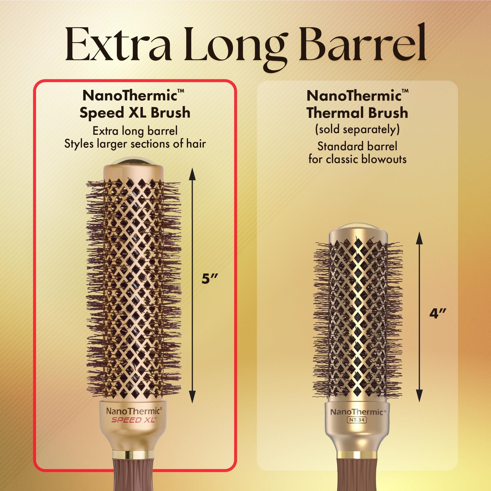 Pale Goldenrod Olivia Garden NanoThermic Ceramic + Ion Speed XL Round Thermal Hair Brush - Not Electrical - Professional Blowout Brush for Normal to Thick Hair - 1 1/4"-Diameter Barrel - NTXL-34