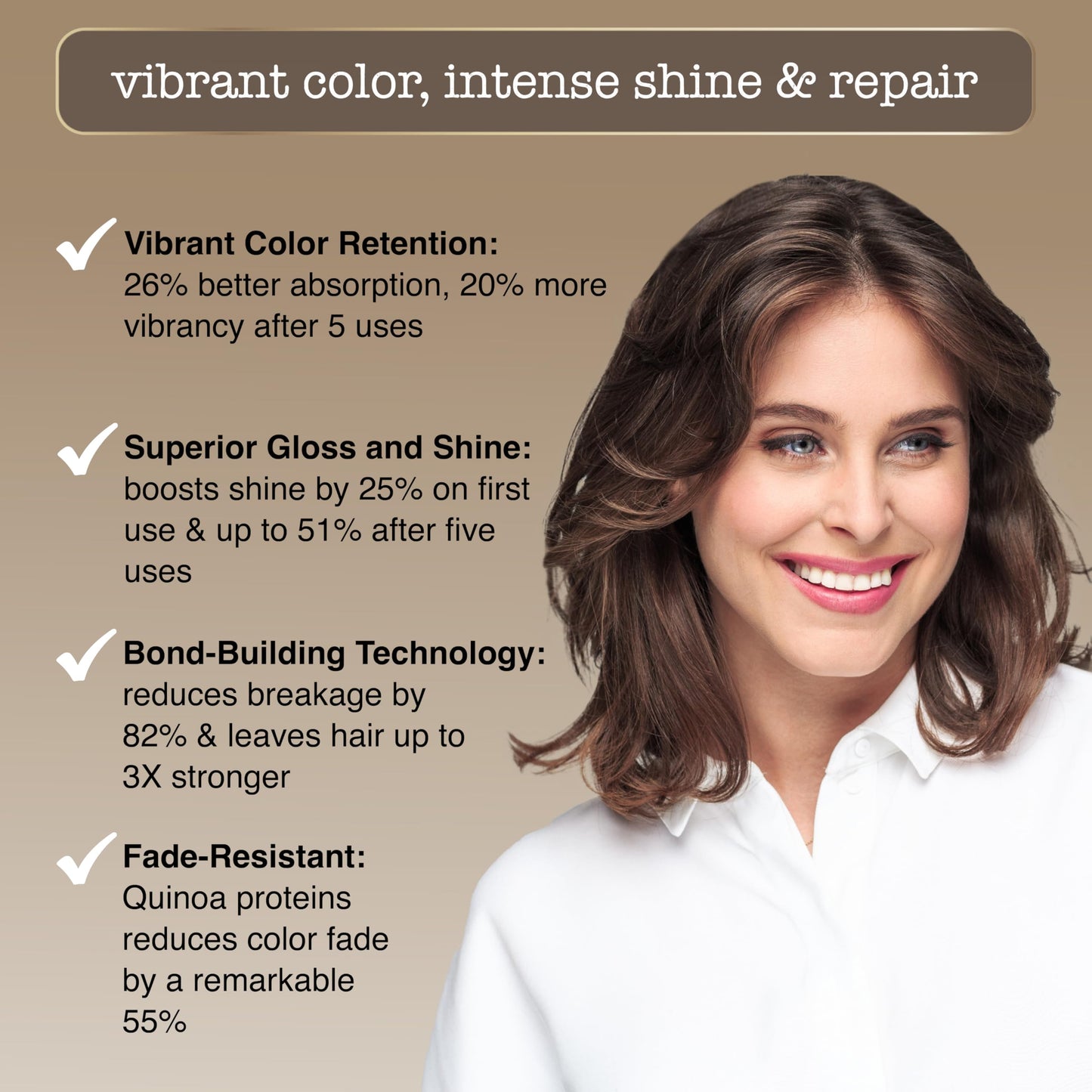 White Smoke Sauce Beauty Glossy Color + Gloss + Repair, Medium Brown, Semi Permanent Hair Dye with Bond-Building and Color-Fade Protection Technology, Adds Shine & Deep Moisture, Lasts 4-8 Weeks, Stops Fade