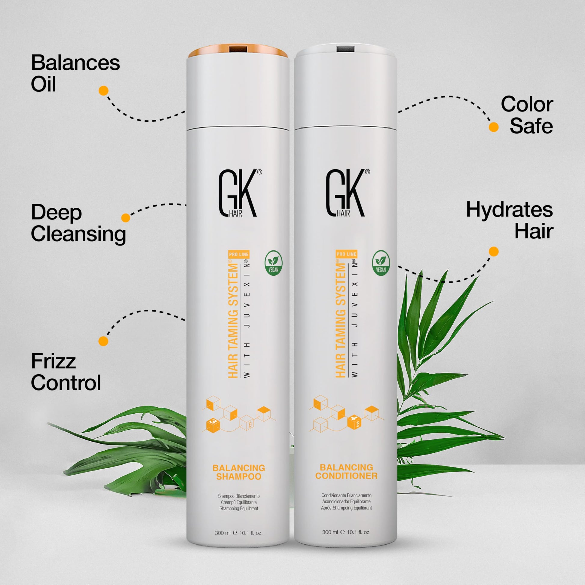 Light Gray GK HAIR Balancing Shampoo and Conditioner Set for Oily Hair Upto 72-Hour Freshness Best Shampoo and Conditioner for Greasy Scalp Build Up Dirt, Skip the Daily Wash, Gentle Fragrance 10.1 Fl Oz