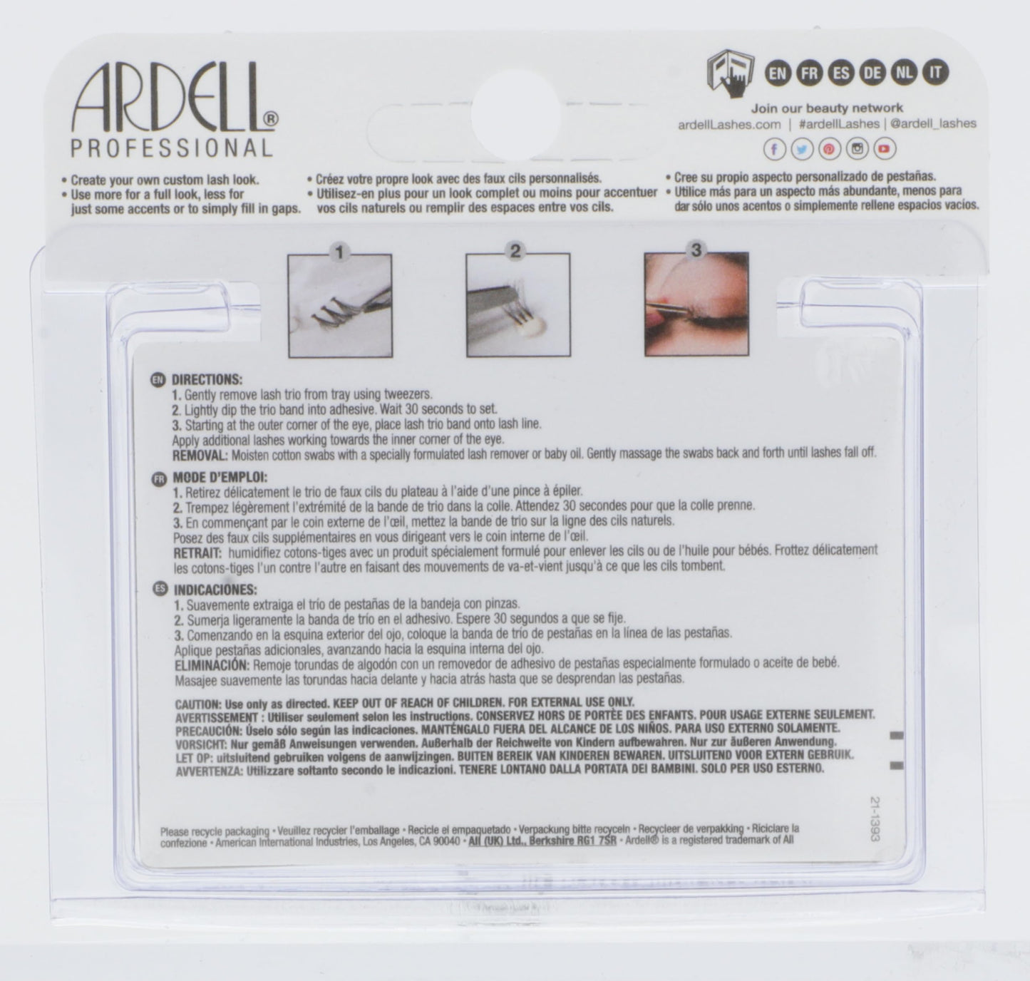 Light Gray Ardell False Eyelashes Individual Lashes Trios Medium Black, Reusable DIY Lash Clusters, Eyelash Extensions, 4 Pack