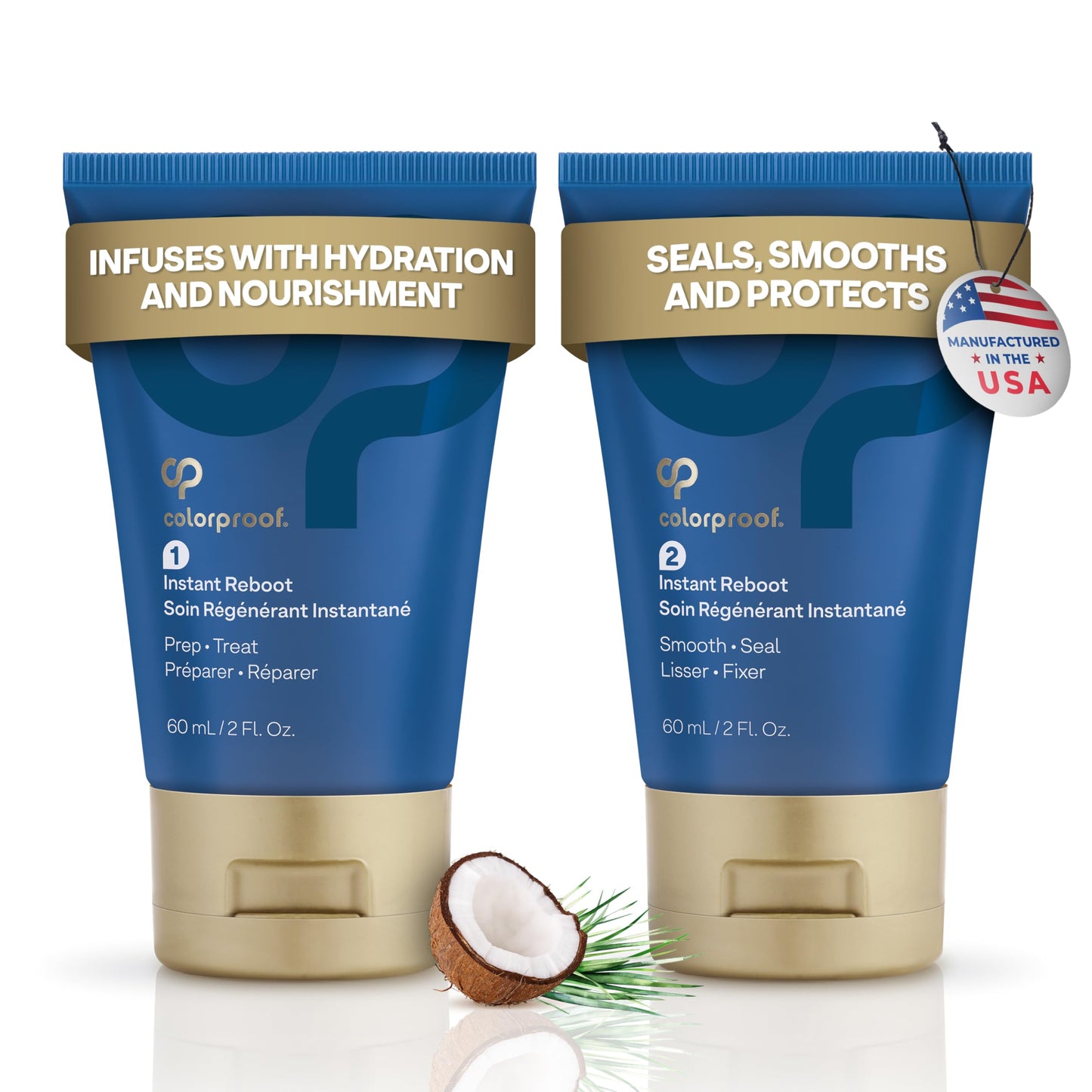 White Smoke Colorproof Instant Reboot Treatment Masque 2 Fl. Oz. (2 Pack) Hair Mask, Lightweight, 2-Step Hair Mask for Damaged Hair with Color Protection, Coconut & Lemongrass Scent