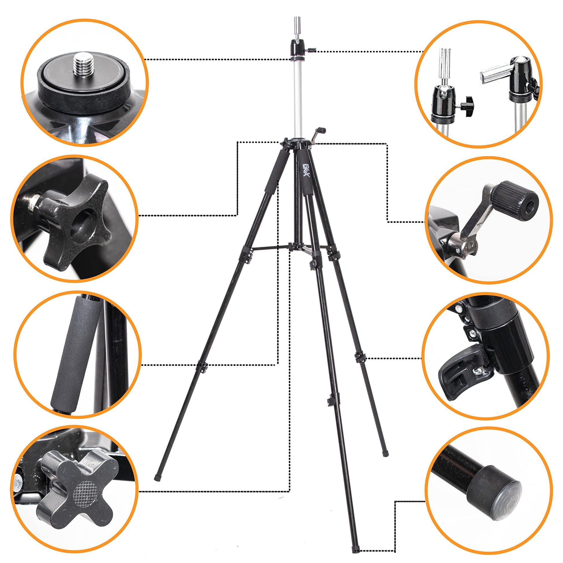White Smoke GEXWORLDWIDE GEX 63" Heavy Duty Mannequin Tripod Stand for Wig Cosmetology Training Practice Doll Manikin Head Tripod Wig Stand With Travel Bag (Black)
