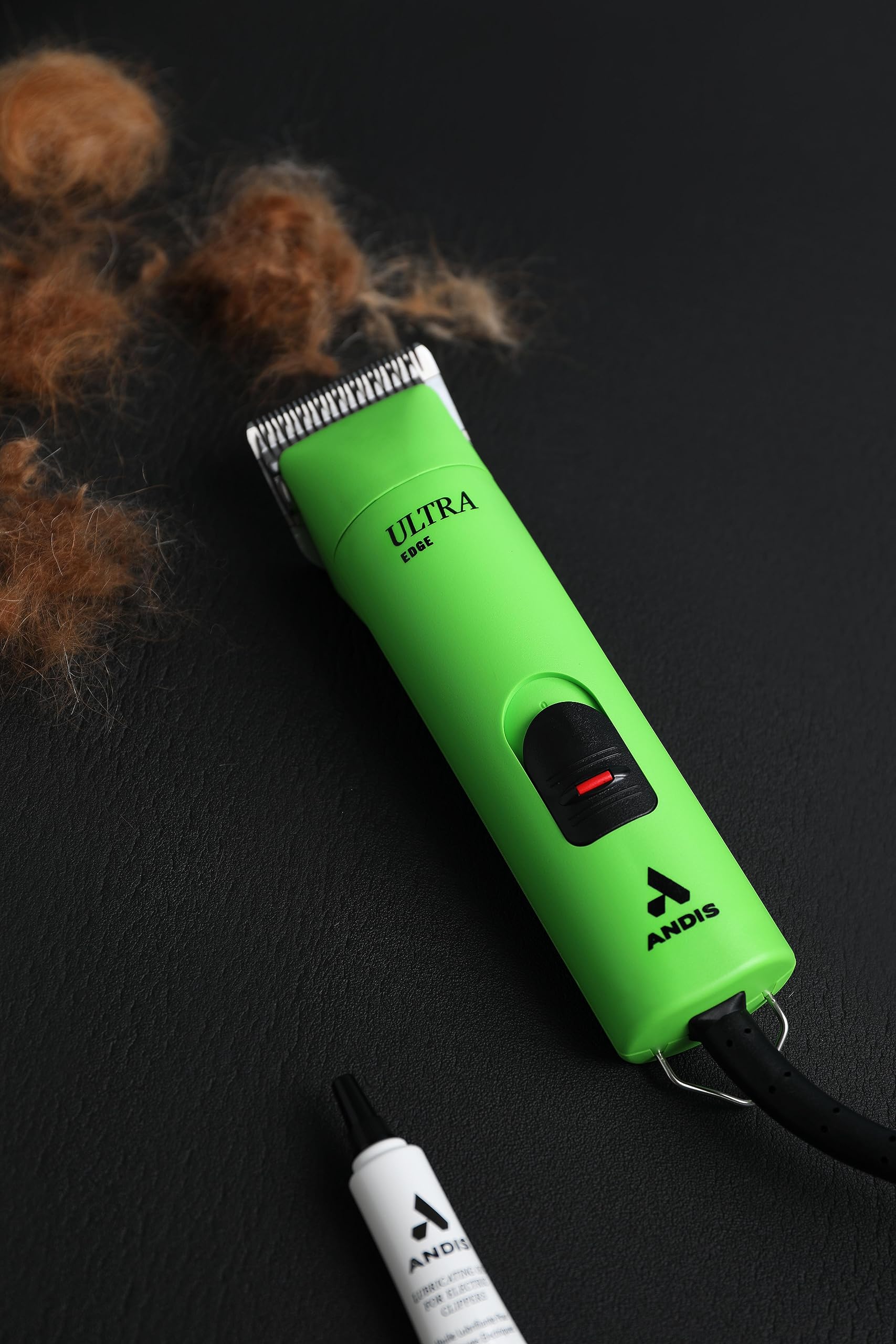 Black Andis Professional UltraEdge Super 2-Speed Detachable Blade Dog/Pet Clipper, Rotary Motor with Shatter-Proof Housing, Runs Calm & Silent, 14-Inch Cord, for All Dog Coats & Breeds, 120 Volts, Green