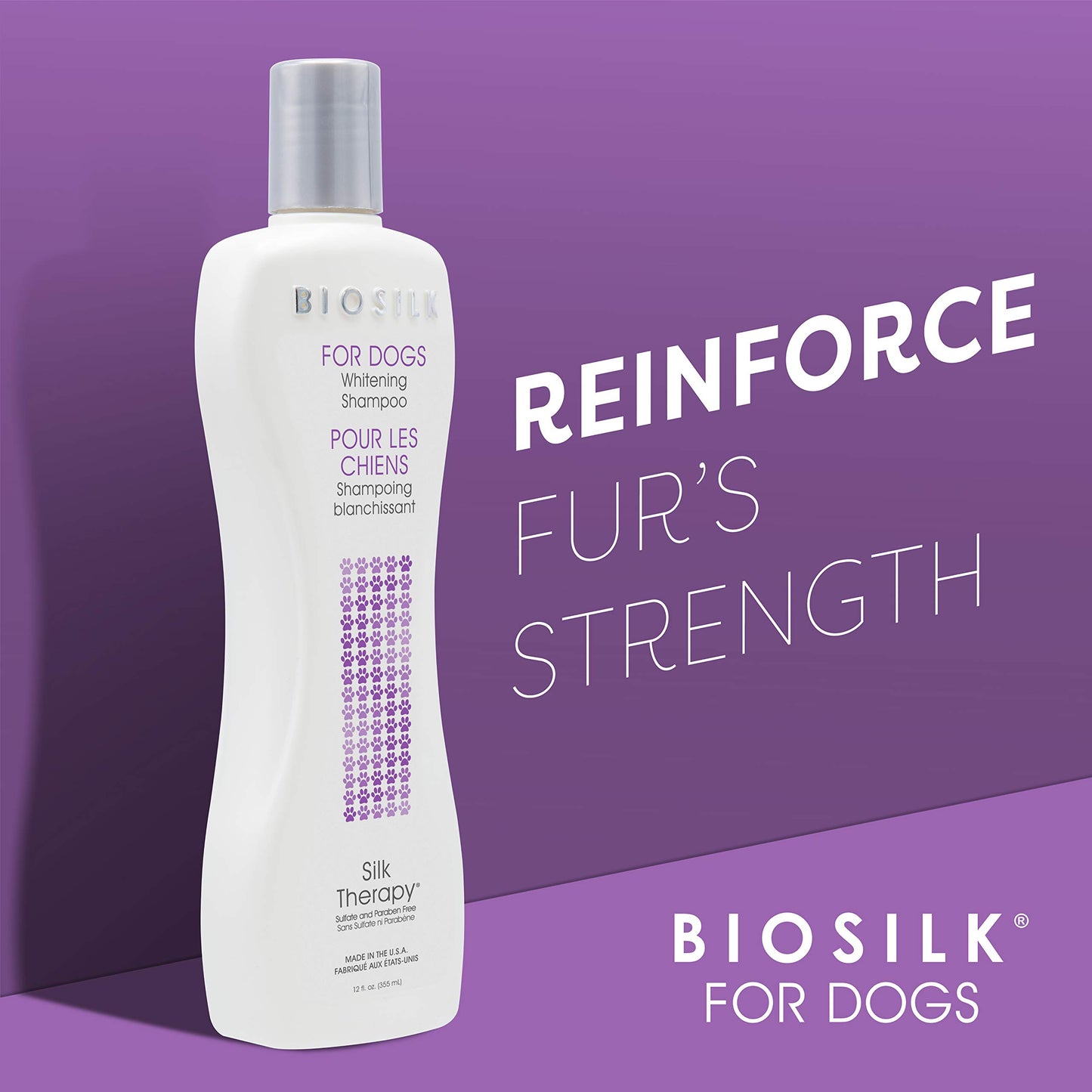Dim Gray BioSilk Silk Therapy Whitening Dog Shampoo, Brightening Pet Shampoo with Silk Protein for White and Light Colored Coats, Enhances Shine and Softness, pH Balanced Dog Wash, 12 Fl Oz