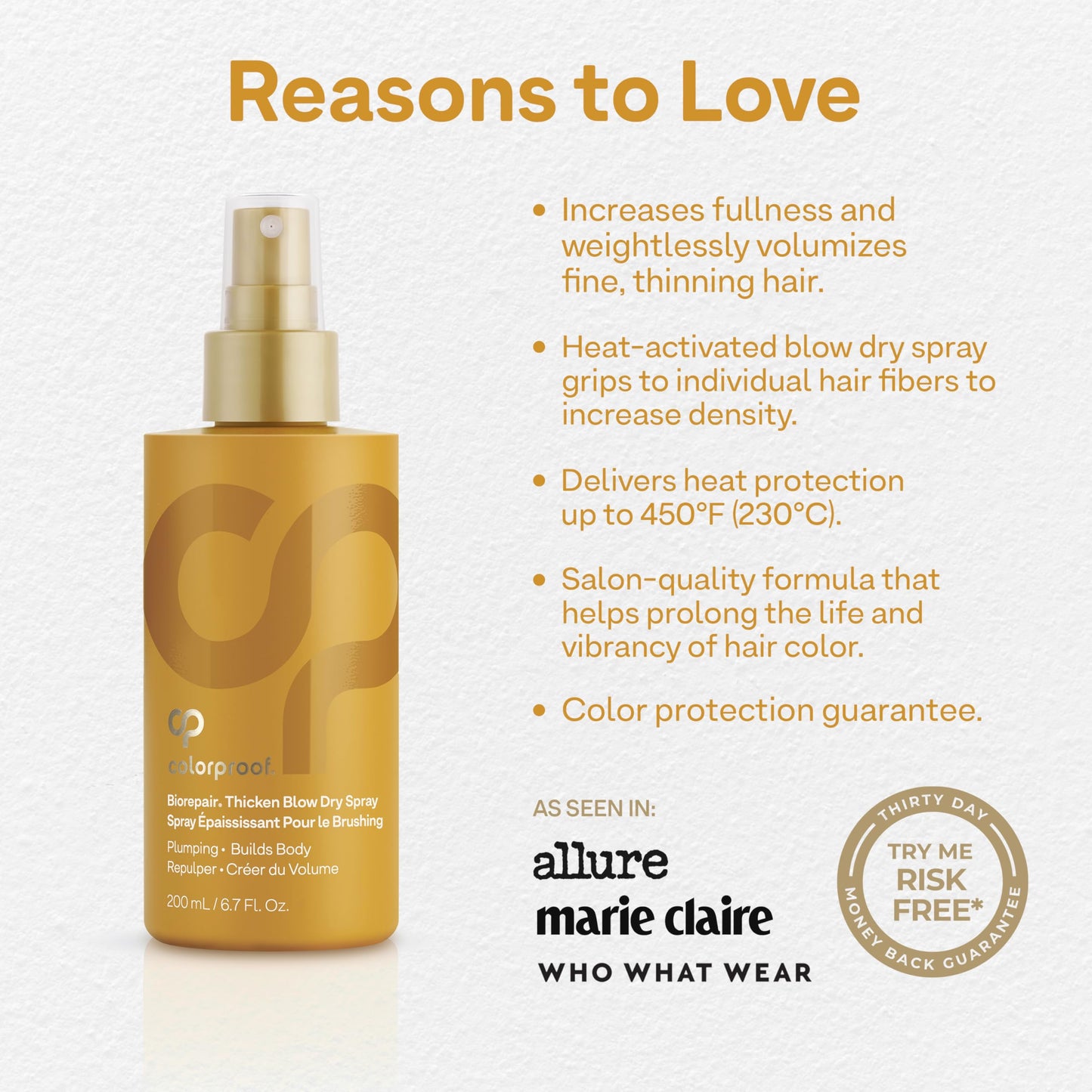 Lavender Colorproof Biorepair Thicken Blow Dry Spray 6.7 Fl. Oz. Volumizing Hair Prep Spray for Fine, Thinning Hair w/Fresh Lime, Eucalyptus, Mint Leaf & Rosemary Scent, Color & Heat Protection