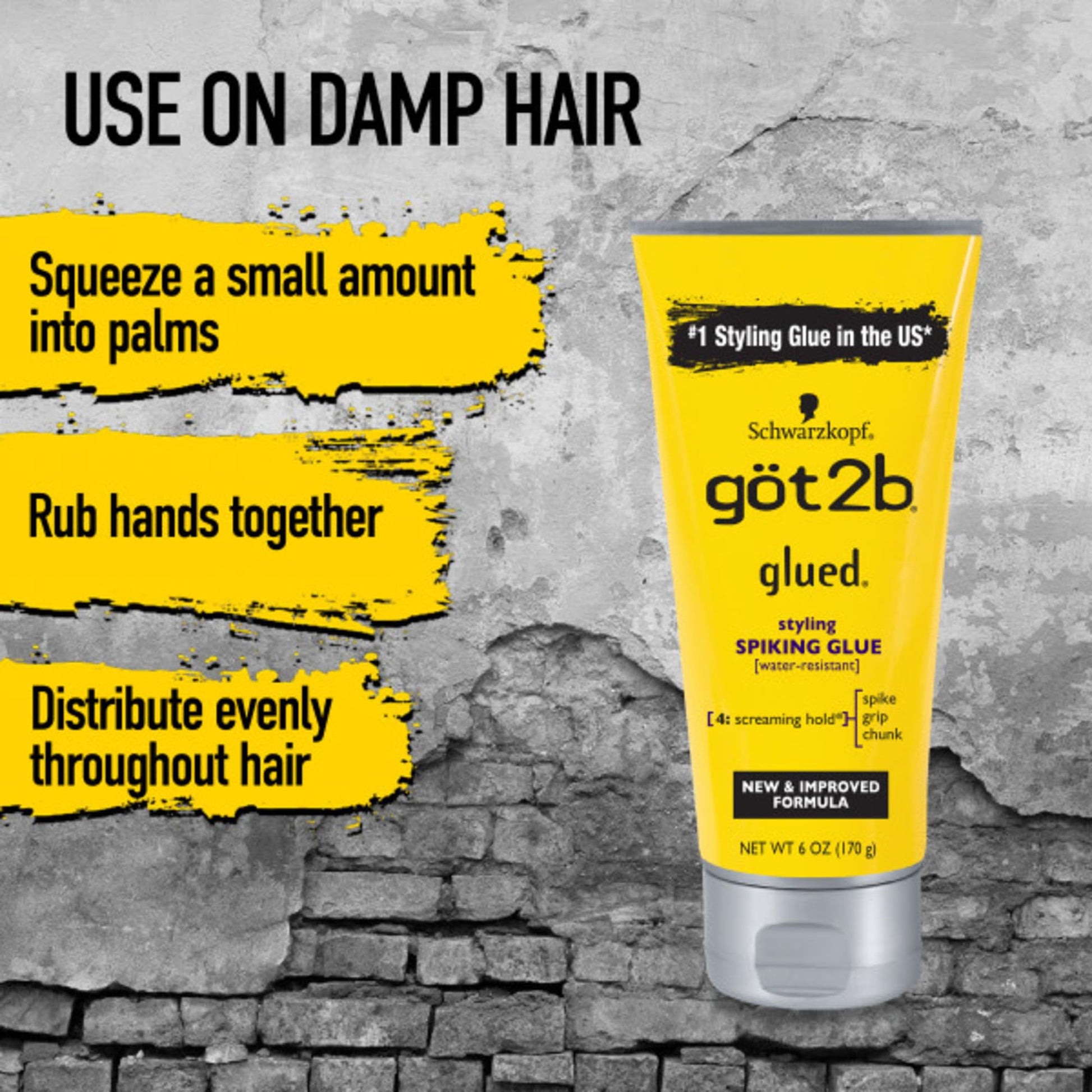 Dim Gray Got2B Glued Styling Spiking Hair Gel 2 - 6 oz tubes + 1 Travel 1.25 oz tube