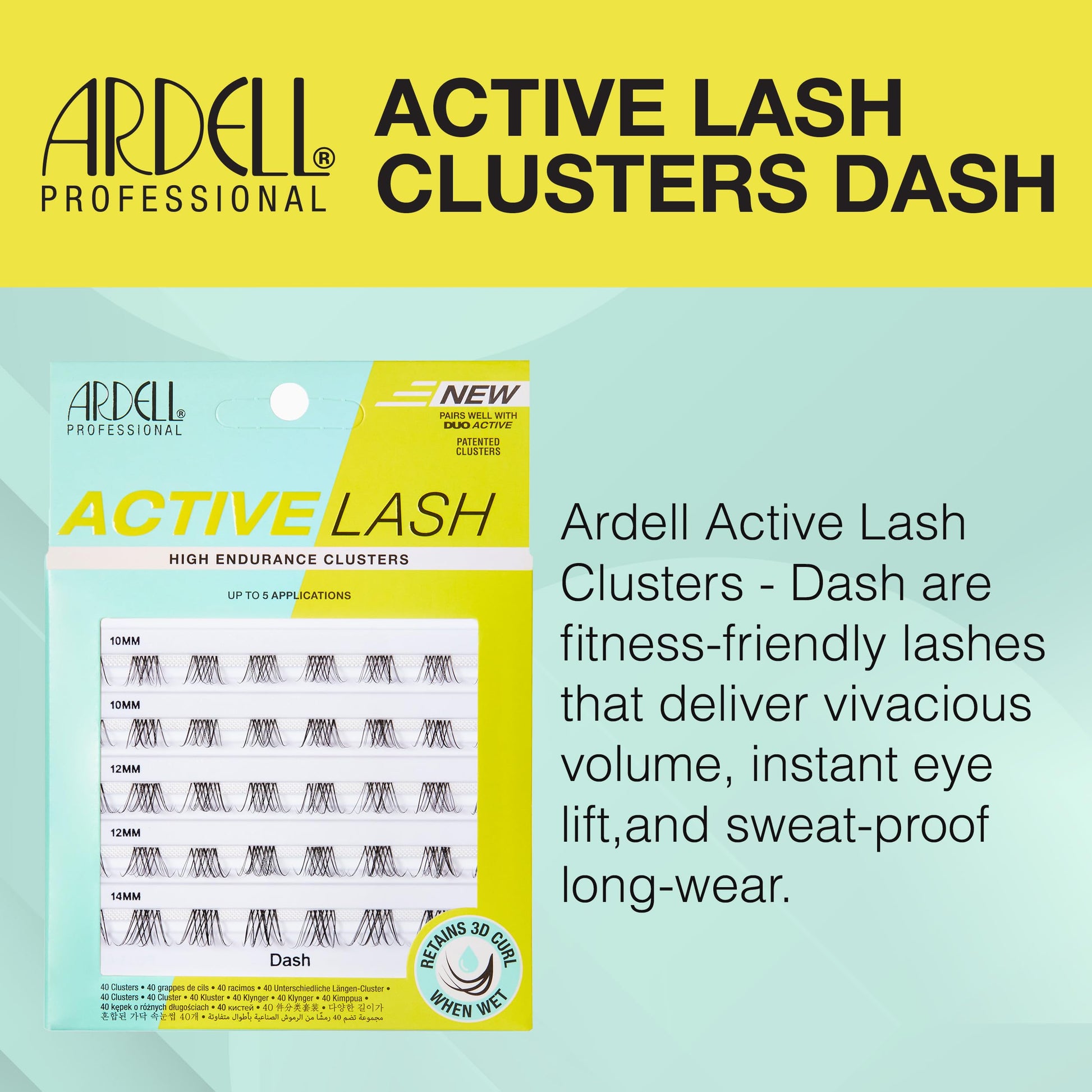 Light Blue Ardell Active Lash Clusters, Dash - Waterproof, DIY Eyelash Extensions, Multi-Length Individual Lashes, Reusable False Eyelashes, 1 Pack