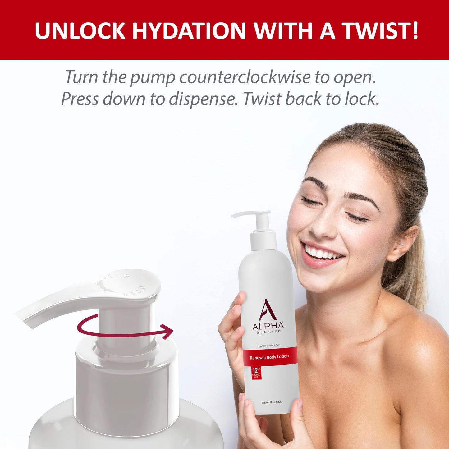 White Smoke Alpha Skin Care Revitalizing Body Lotion, 12% Glycolic AHA, Simple & Effective Daily Moisturizer with Alpha Hydroxy Acid, Hydrates & Exfoliates for Soft, Smooth Skin, Anti-Aging, 12 Oz