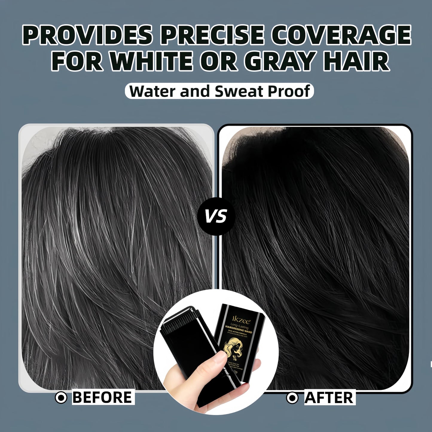 Black Temporary Hair Dye Comb for Gray Hair Coverage, Disposable Hair Color Stick with Precision Brush, Advanced Non-Irritating & Smudge-Proof Formula, Quick Root & Sideburn Touch-Up (dark brown)