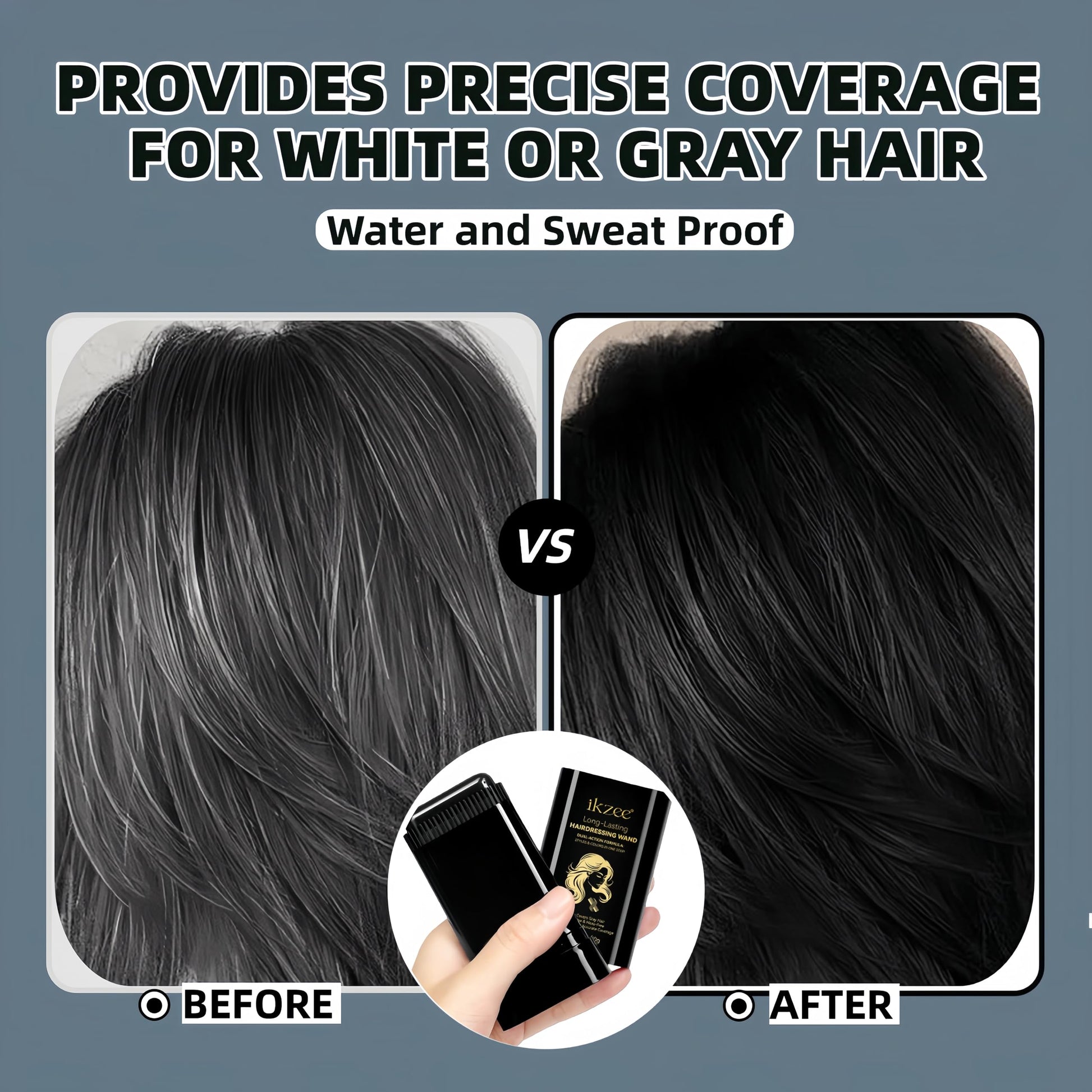 Black Temporary Hair Dye Comb for Gray Hair Coverage, Disposable Hair Color Stick with Precision Brush, Advanced Non-Irritating & Smudge-Proof Formula, Quick Root & Sideburn Touch-Up (dark brown)