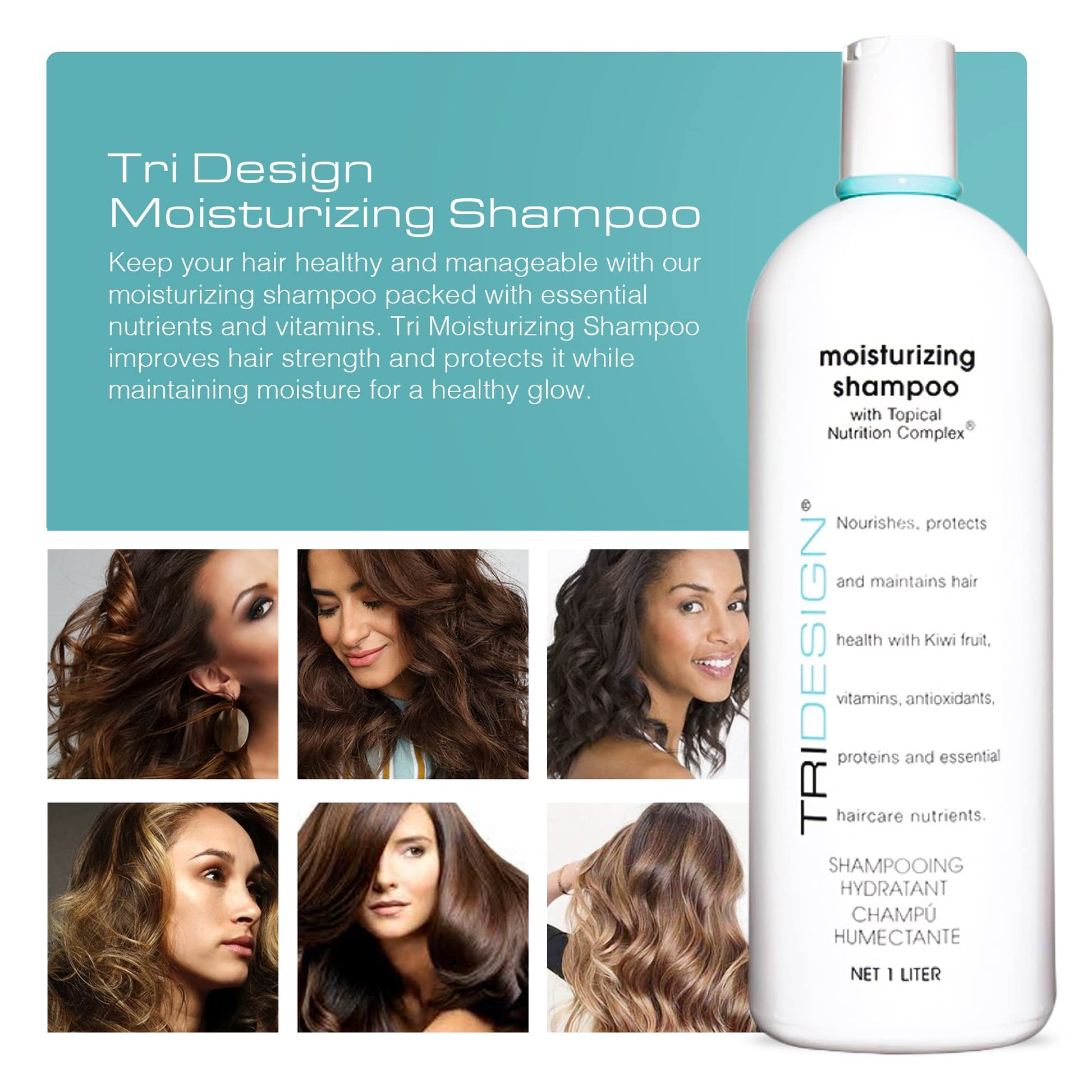 White Smoke TRIDESIGN Moisturizing Shampoo – Hydrating Shampoo for Dry Hair, Nourishing Moisturizer for Women and Men for Home or Salon Use, Moisturizing or Dry Scalp, 34 Oz