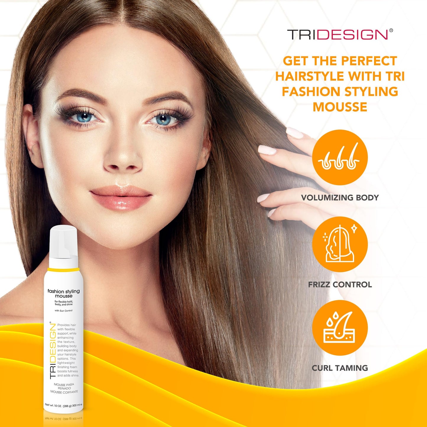 White Smoke TRI Fashion Styling Mousse - Wavy Hair Volumizer & Curl Tamer with Frizz Control, Shine & Styling Options for Women, Hair Foam - 10 Ounce