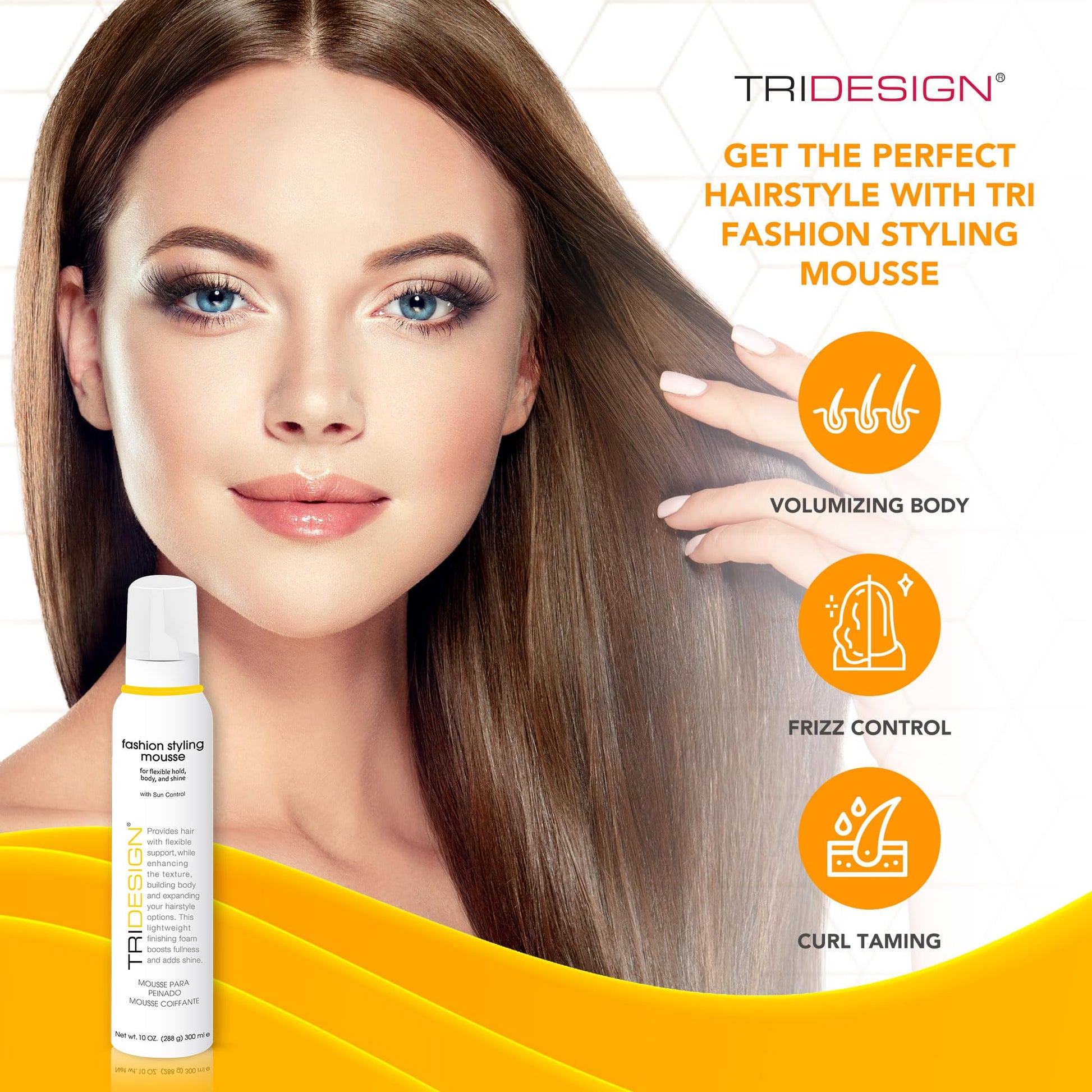 White Smoke TRI Fashion Styling Mousse - Wavy Hair Volumizer & Curl Tamer with Frizz Control, Shine & Styling Options for Women, Hair Foam - 10 Ounce