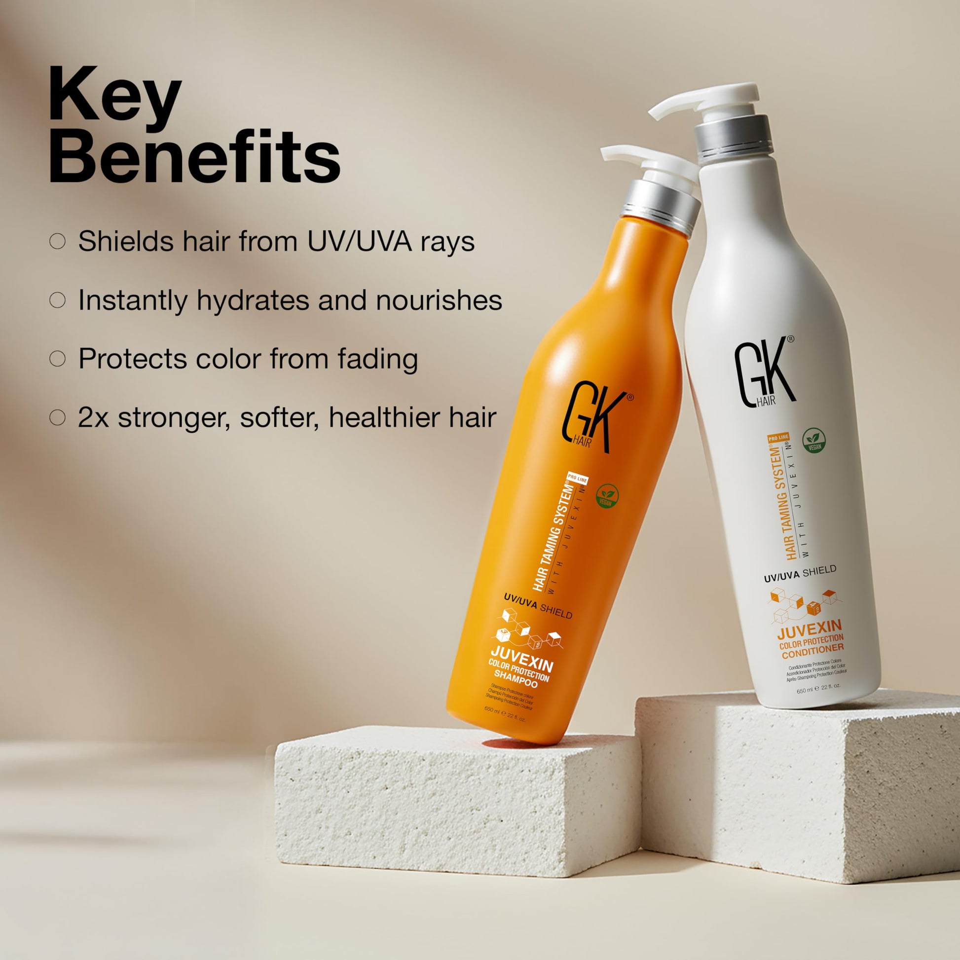 Gray GK HAIR Color Protection Shield Shampoo and Conditioner – Blocks UV/UVA Rays – Color Treated Hair from Fading – Deep Hydration, Frizz Control, Restores Softness and Hydration