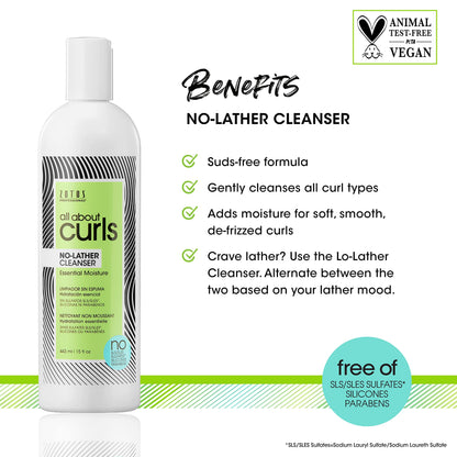 White Smoke ALL ABOUT CURLS No-Lather Cleanser Shampoo | Essential Moisture | Gentle Cleansing | Suds-Free | All Curly Hair Types | Vegan & Cruelty Free | Sulfate Free | 15 Fl Oz