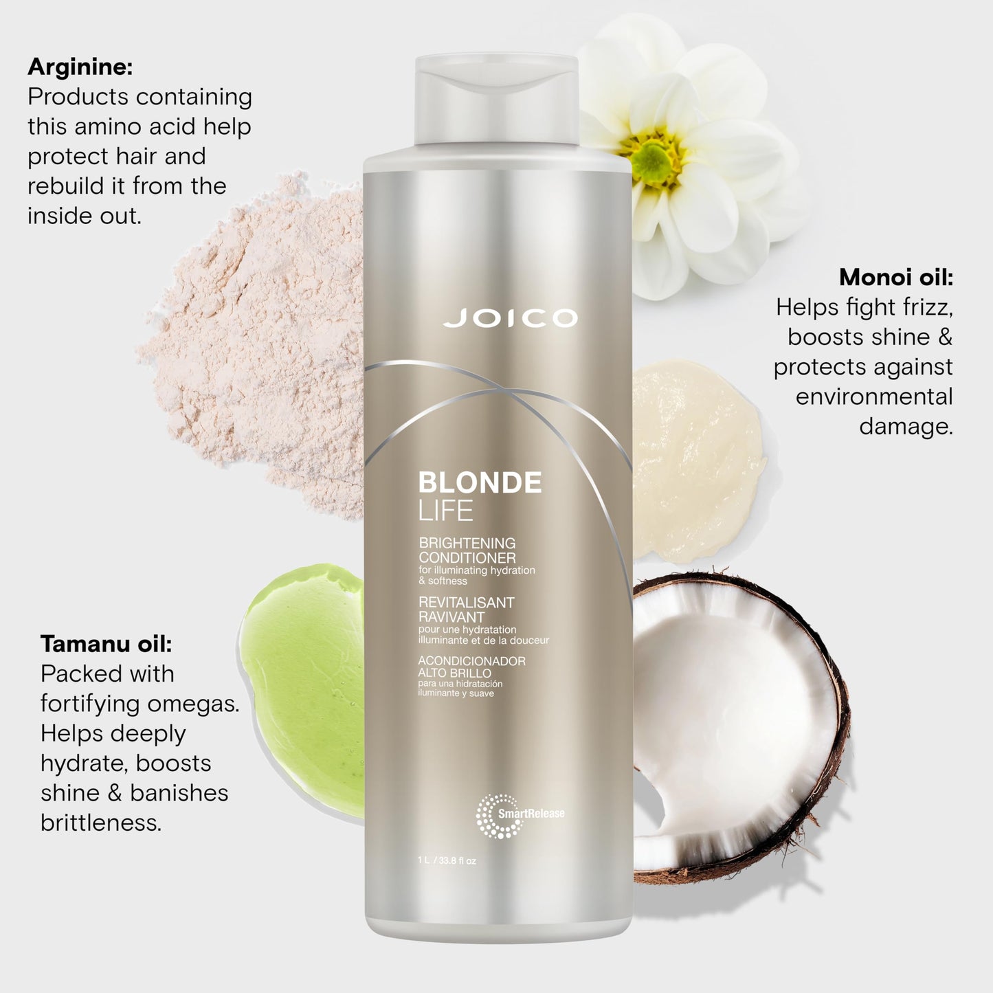Lavender Joico Blonde Life Brightening Conditioner | For Blonde Hair | Illuminate Hydration & Softness | Add Softness & Smoothness | Sulfate Free | With Monoi & Tamanu Oil | 33.8 Fl Oz