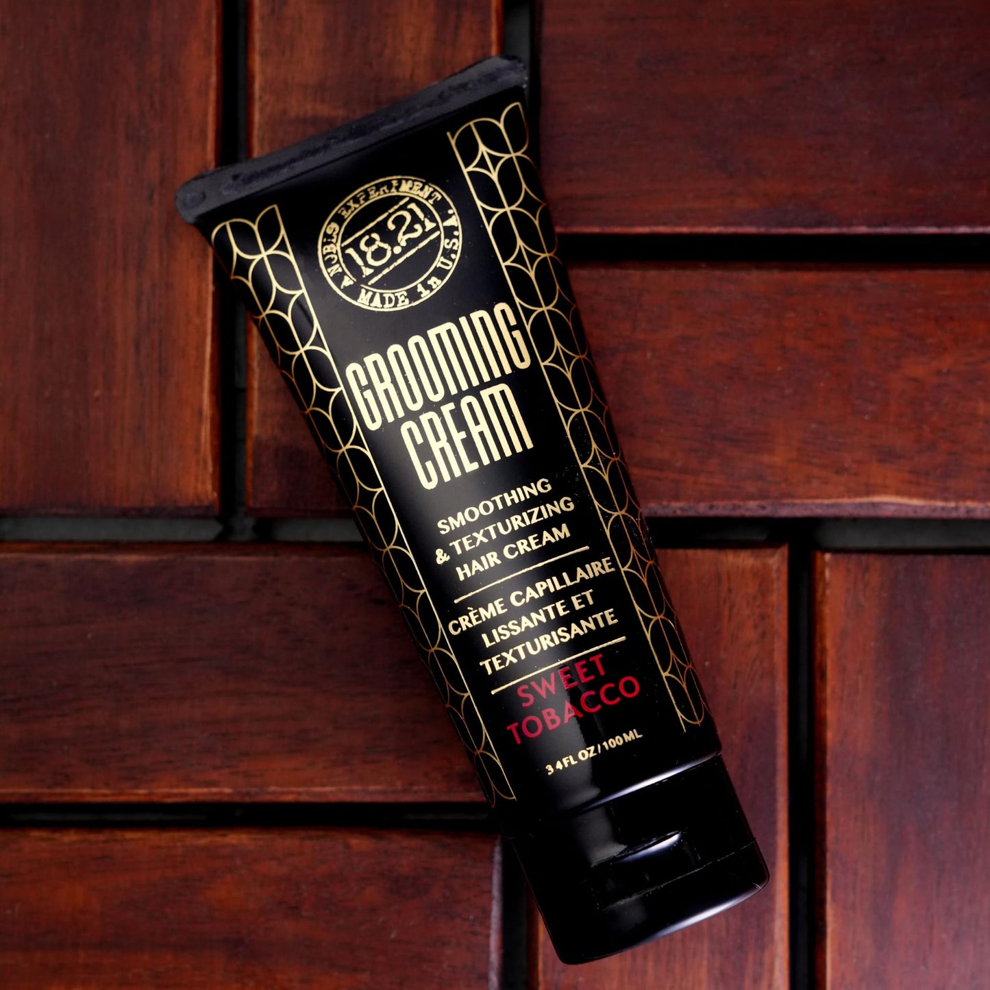Dark Red 18.21 Man Made - Grooming Hair Smoothing & Texturizing Cream for Men – Frizz Control, Lightweight Styling with Soft Hold & Natural Finish - 3.4 oz