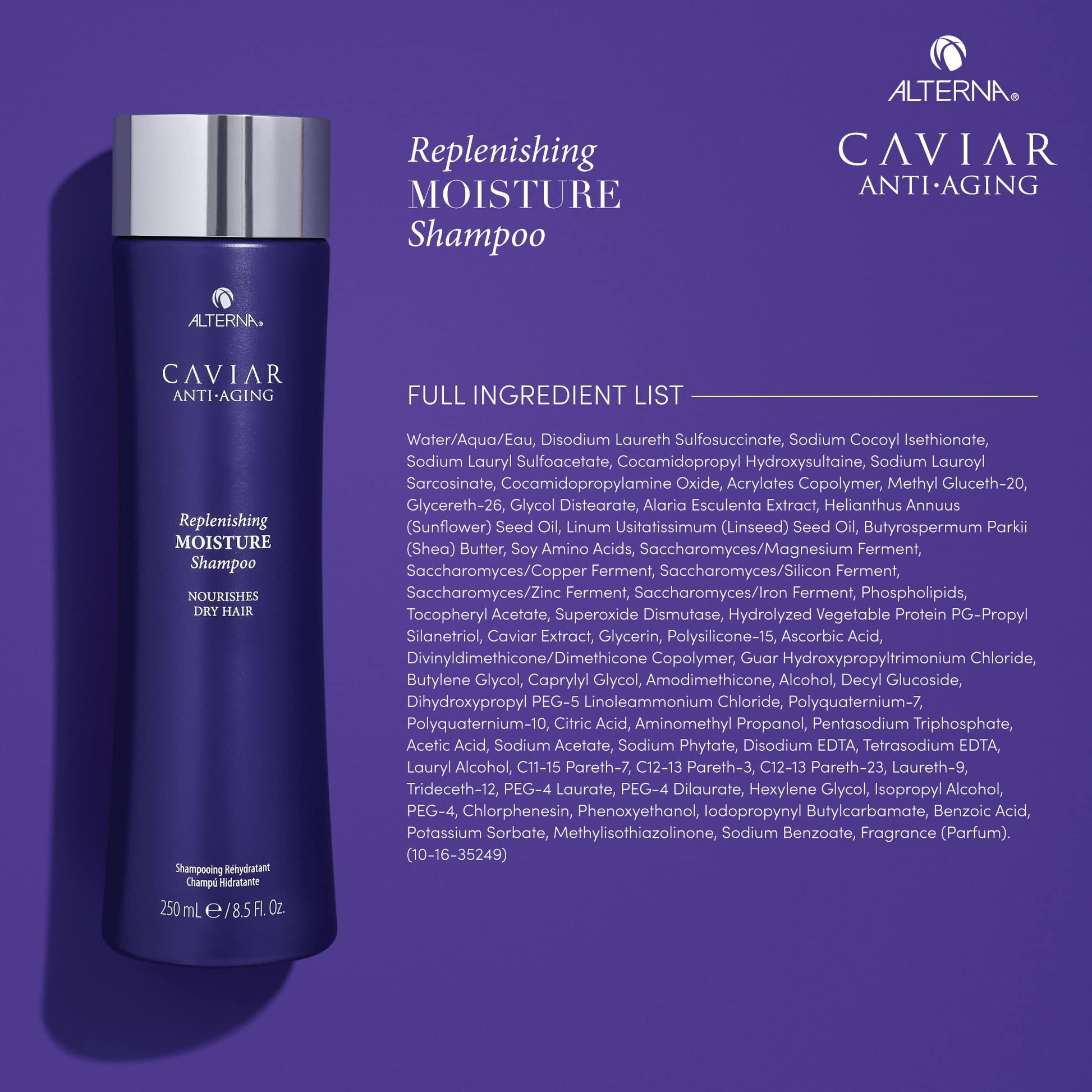 Dark Slate Blue ALTERNA CAVIAR Anti Aging Replenishing Moisture Shampoo, 33.8 Ounce (Packaging May Vary)