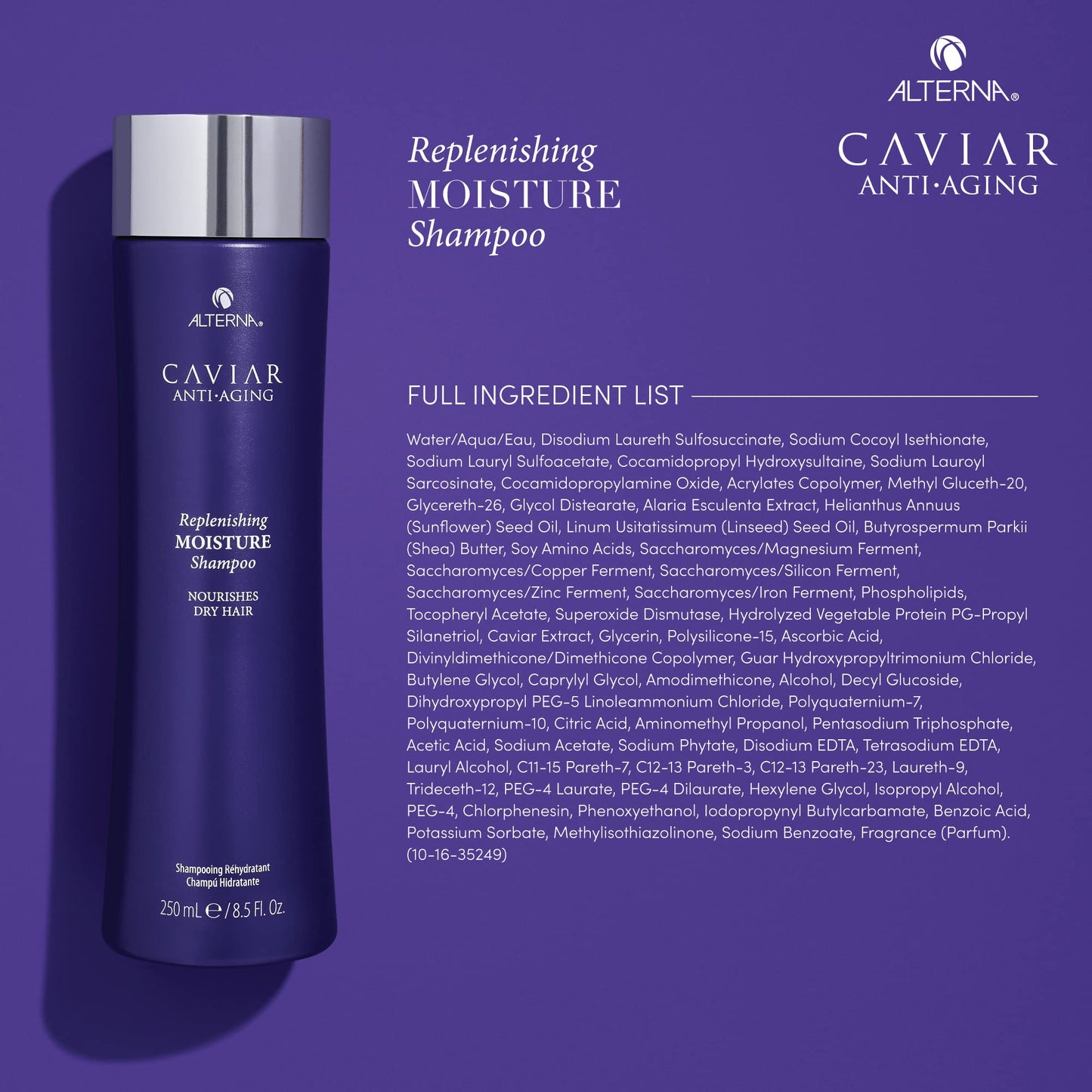 Dark Slate Blue Alterna Haircare CAVIAR Anti Aging Replenishing Moisture Shampoo, 8.5 Fl Oz (Pack of 1)