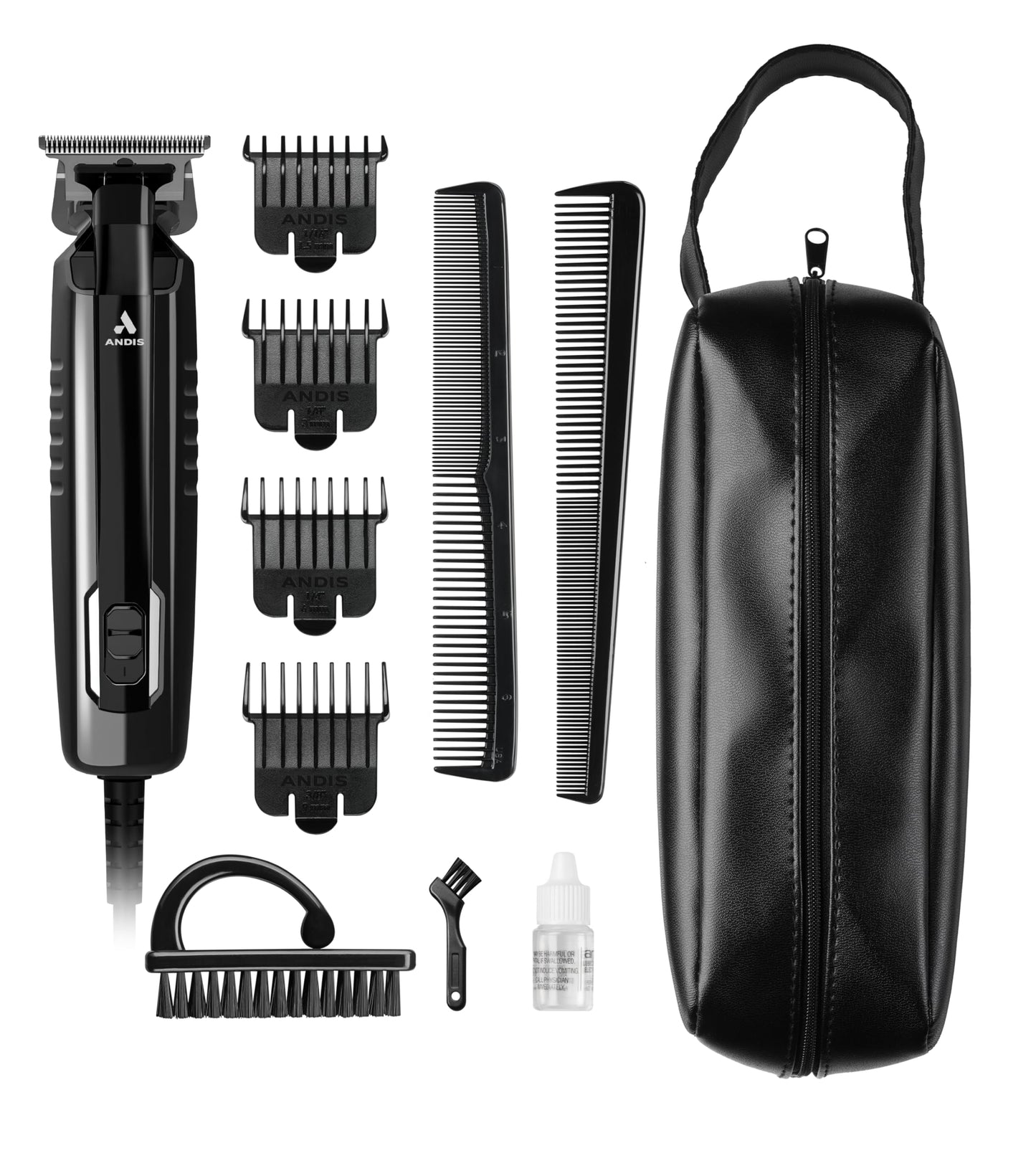 White Smoke Andis 561989 Headliner III Hair Trimmer Kit – 11 Piece Set, Close-Cutting T-Blade, Precision Detail Performance