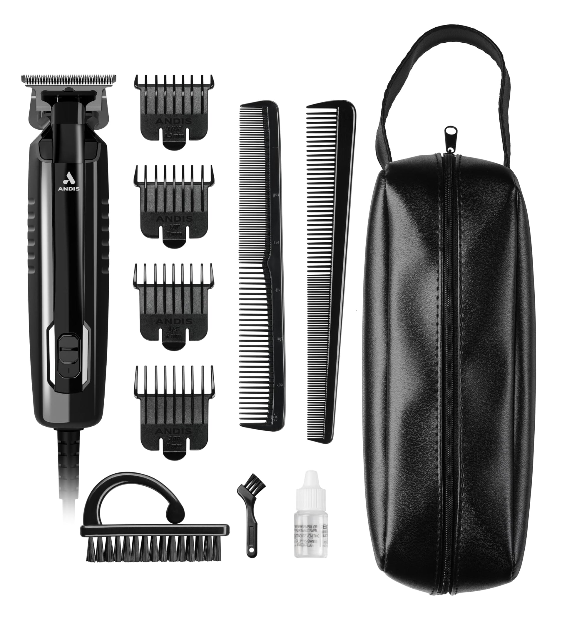 White Smoke Andis 561989 Headliner III Hair Trimmer Kit – 11 Piece Set, Close-Cutting T-Blade, Precision Detail Performance