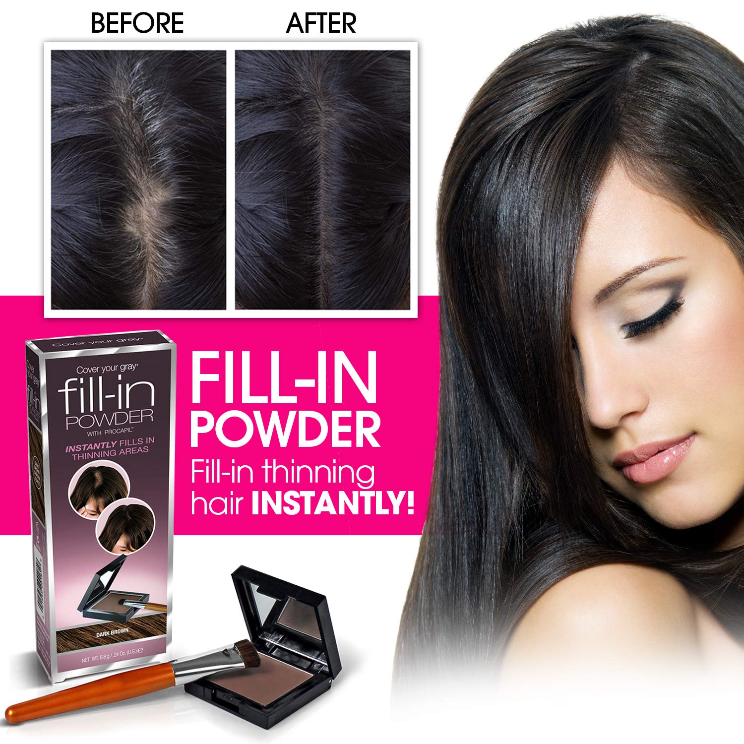 White Smoke Cover Your Gray Brush-In Wand - Dark Brown