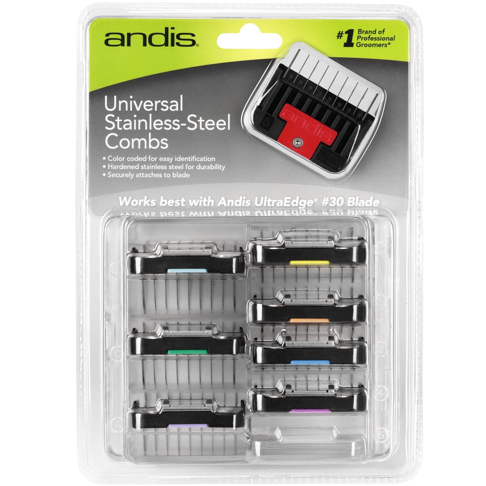 Light Gray Andis - set of combs lifted stainless steel parts 8