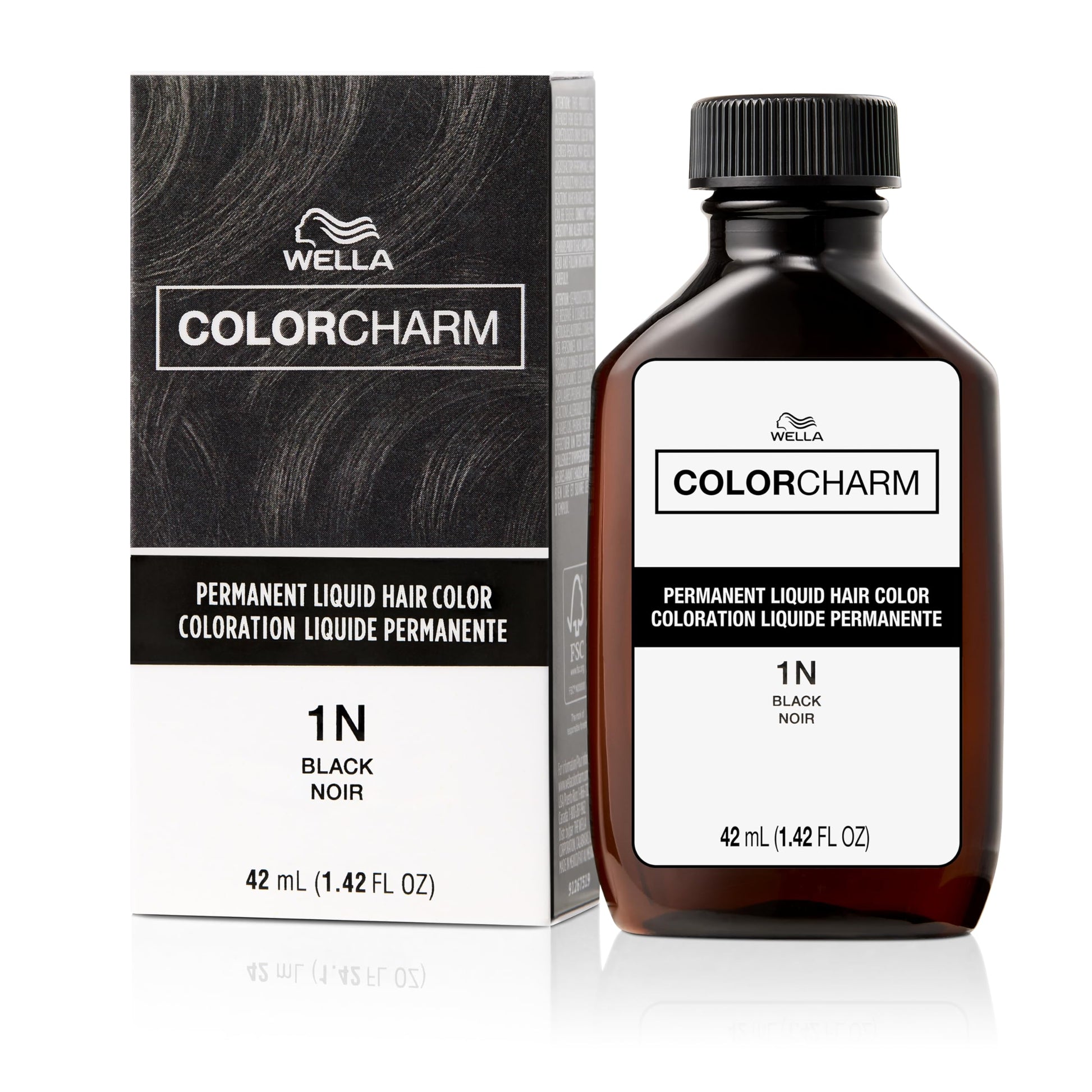 White Smoke COLORCHARM Permanent Liquid Hair Color | 1N Black | Up to 100% Gray Coverage | 1.42 Fl Oz