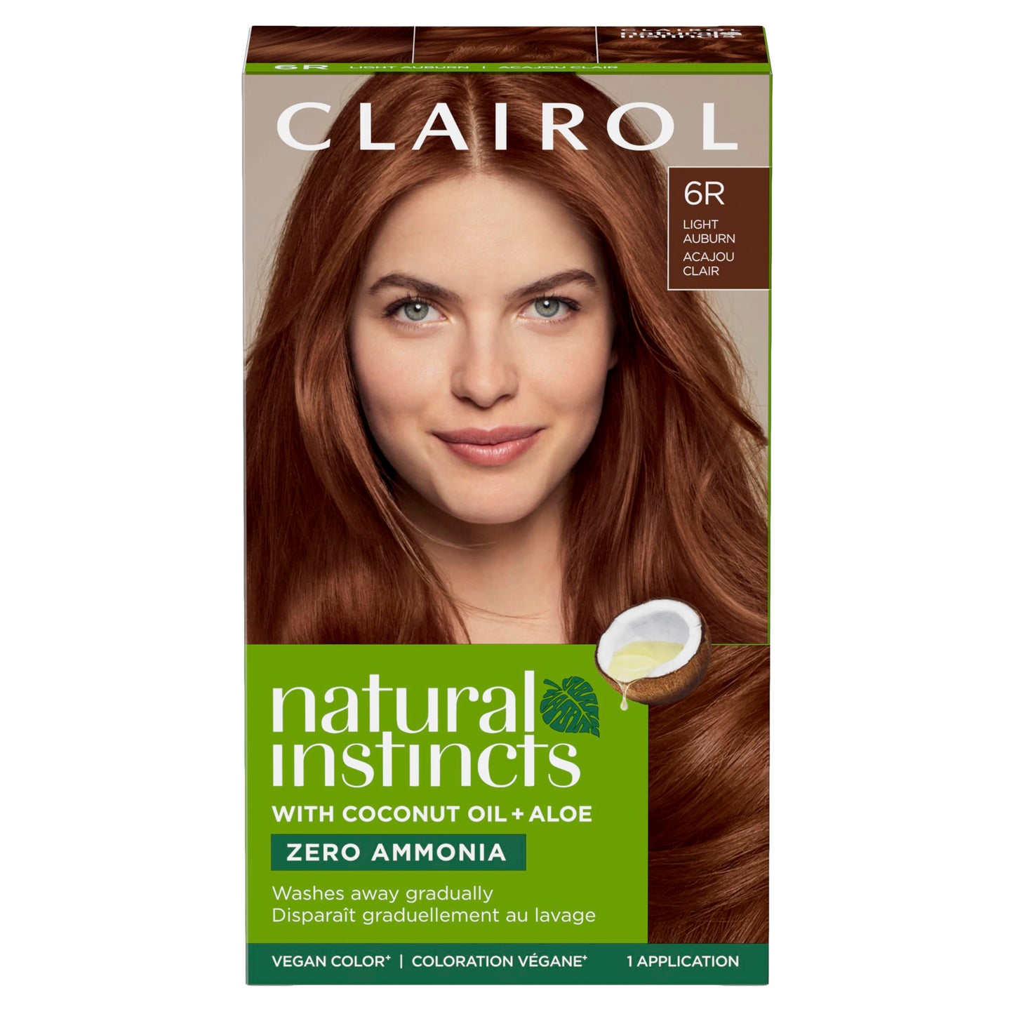 Saddle Brown Clairol Natural Instincts Demi-Permanent Hair Dye, 6R Light Auburn Hair Color, Pack of 1