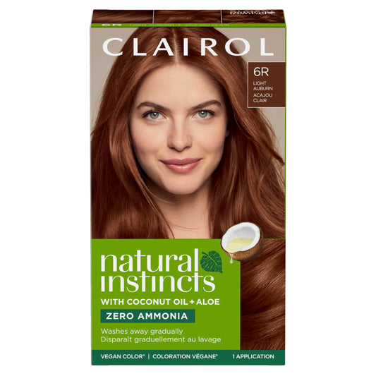 Saddle Brown Clairol Natural Instincts Demi-Permanent Hair Dye, 6R Light Auburn Hair Color, Pack of 1
