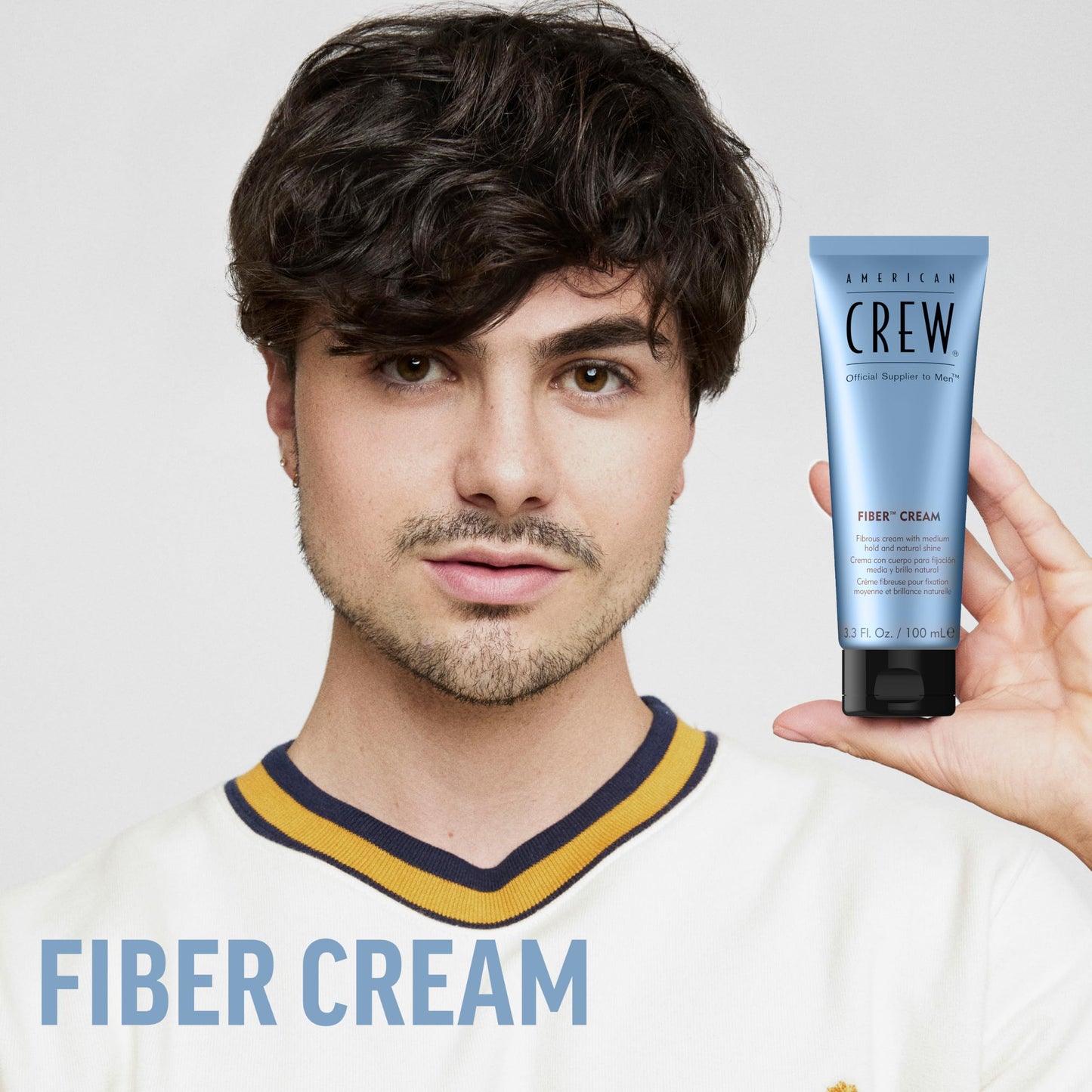 Lavender American Crew Men's Fiber Cream, Like Hair Gel with Medium Hold & Natural Shine, 3.3 Fl Oz