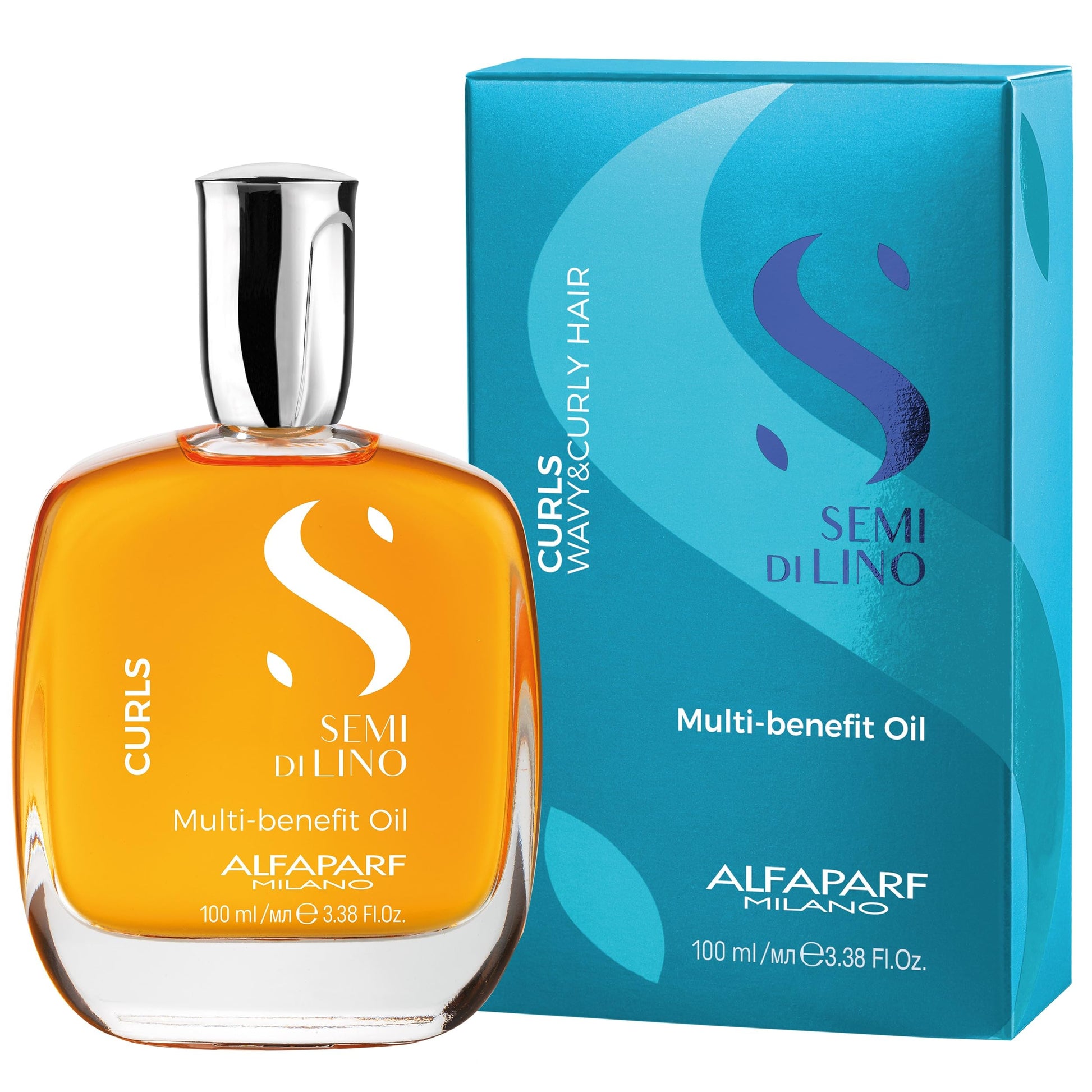 White Smoke Alfaparf Milano Semi di Lino Curls Nourishing Hair Oil for Wavy and Curly Hair- Lightweight Multi-Benefit Serum - Reduces Frizz - Adds Shine and Hydration - Humidity and Heat Protection - 3.38 fl. oz.