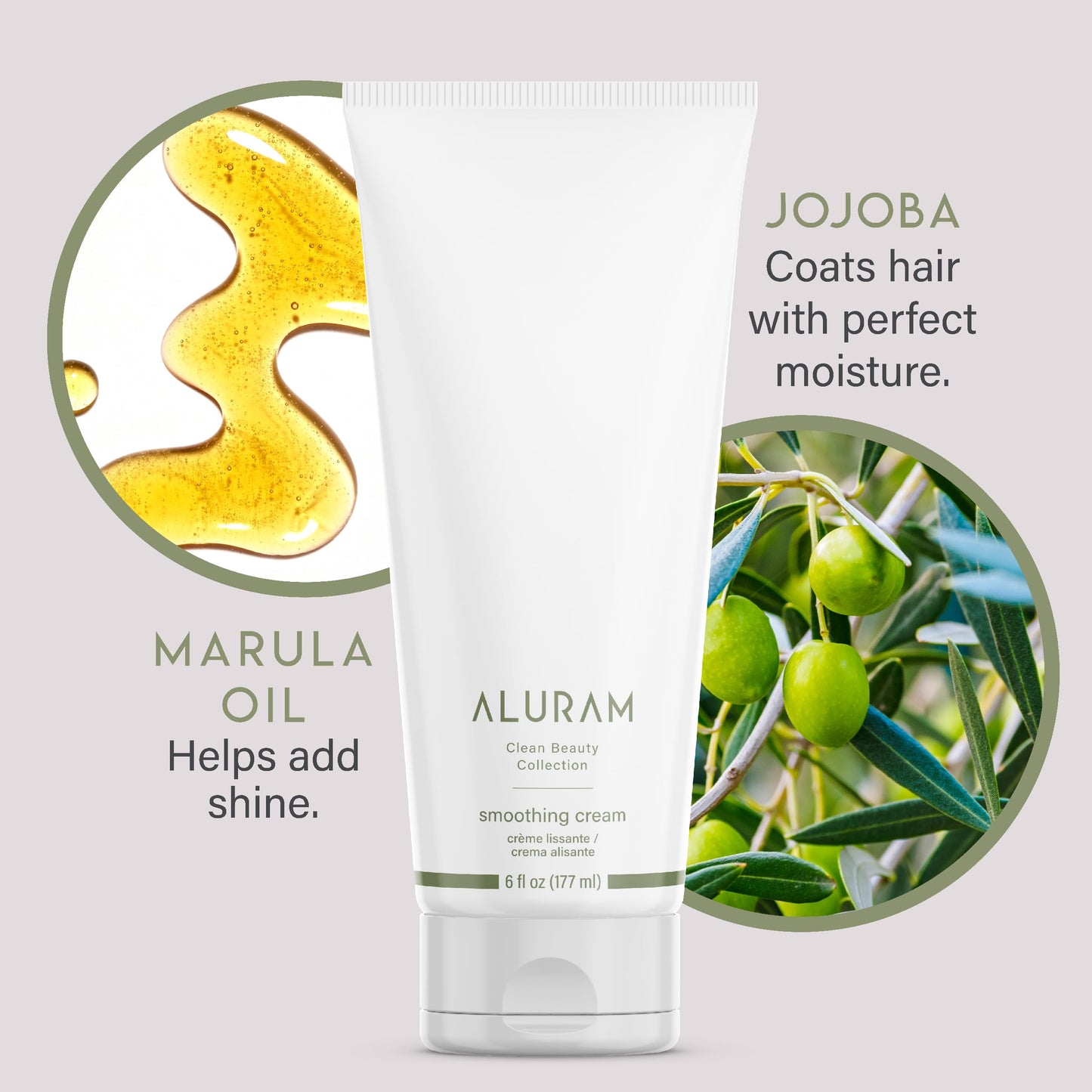 Light Gray ALURAM Coconut Water Smoothing Cream, Frizz-Free Shine for All Hair Types, 6 Fl Oz