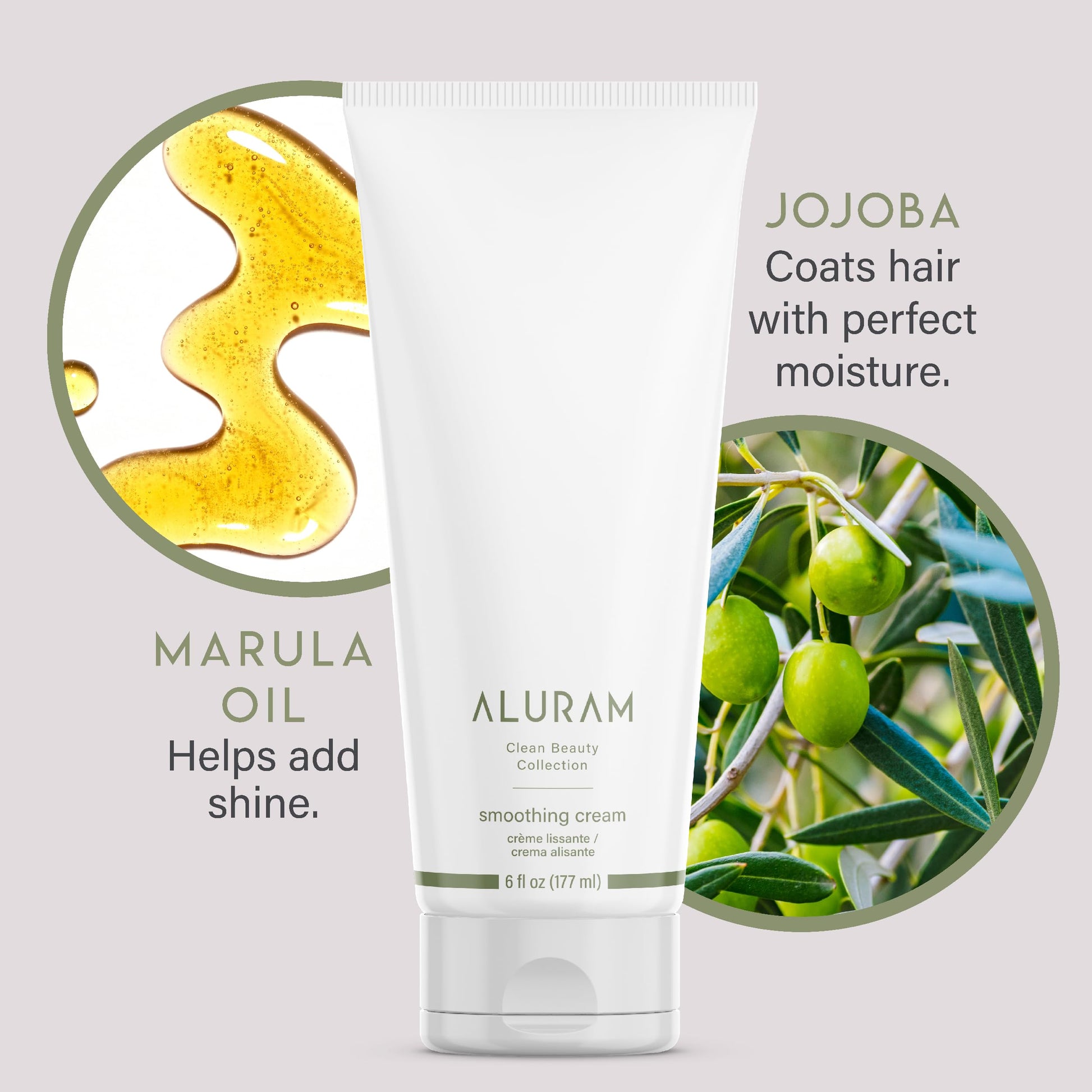 Light Gray ALURAM Coconut Water Smoothing Cream, Frizz-Free Shine for All Hair Types, 6 Fl Oz