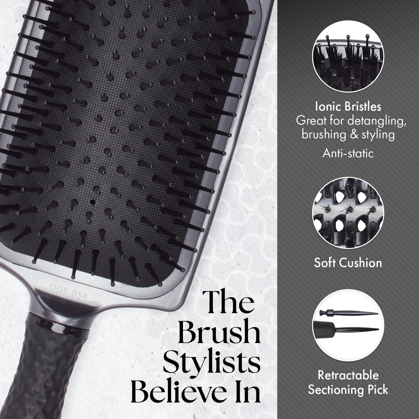 Dim Gray Olivia Garden ESSENTIALS Styling Large Paddle brush