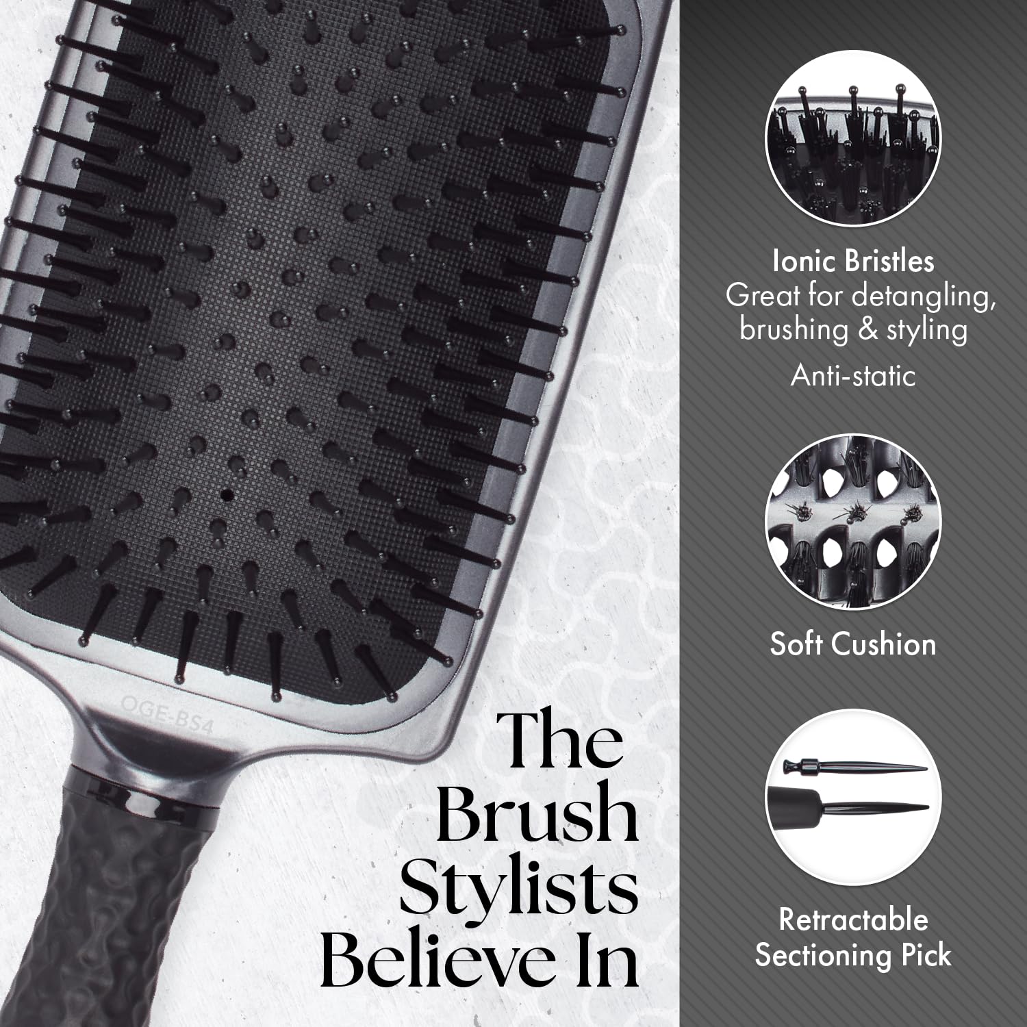 Dim Gray Olivia Garden ESSENTIALS Styling Large Paddle brush