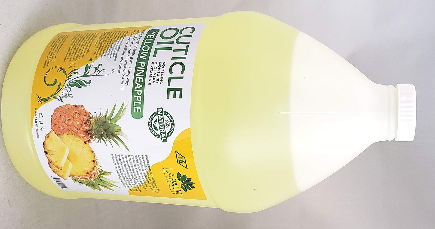 White Smoke La Palm Spa Products Cuticle Oil - Pineapple Yellow - 1 Gallon - With Aloe Vera & Vitamin E