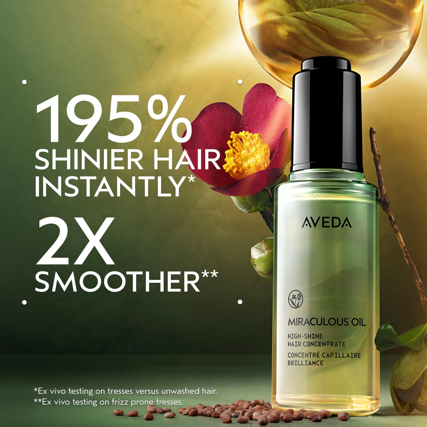 Black Aveda Miraculous Oil High-Shine Hair Concentrate | Adds Shine | Up to 24 Hours of Frizz Protection* | Heat Protection | For All Hair Types | Notes of Lavender Ylang Ylang and Petitgrain, 1.7 Fl Oz